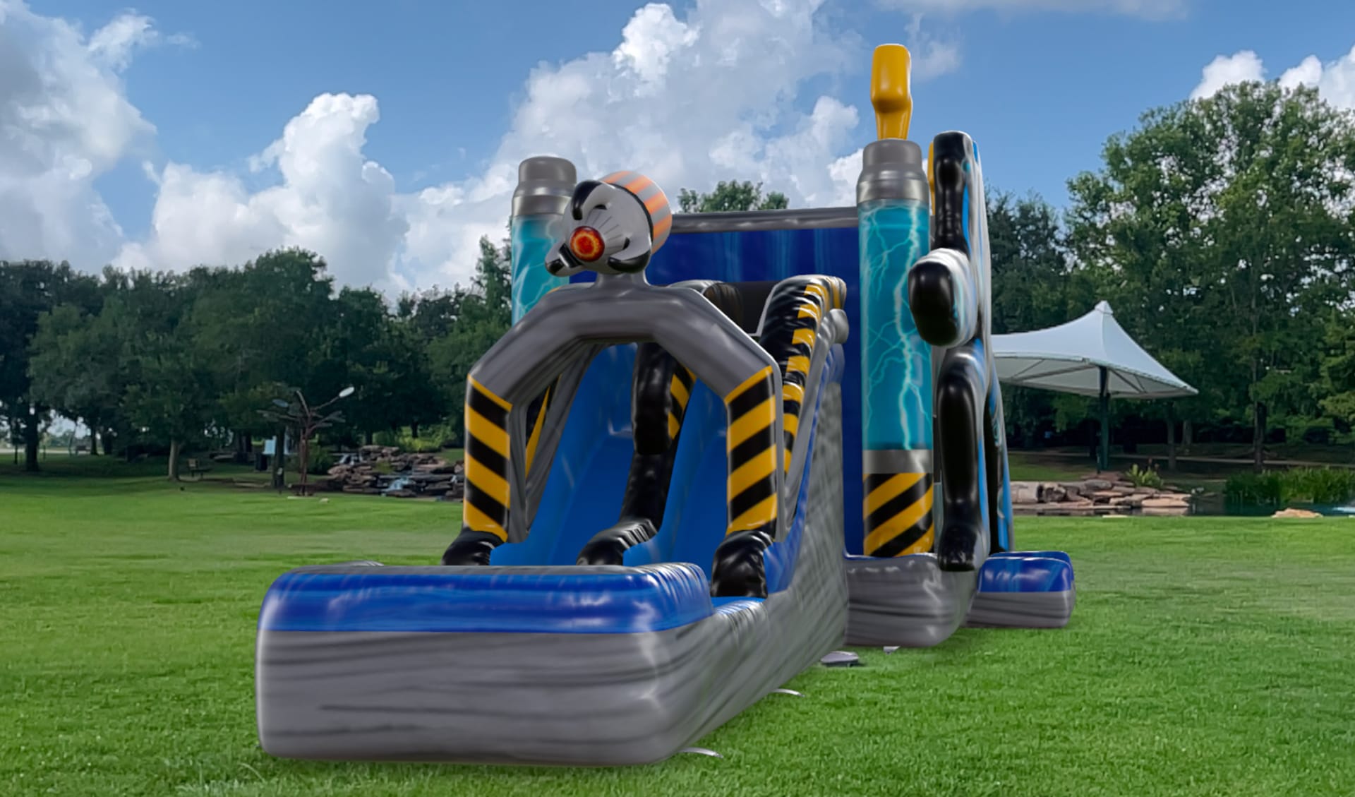 Blue Space Robot Bounce House Combo