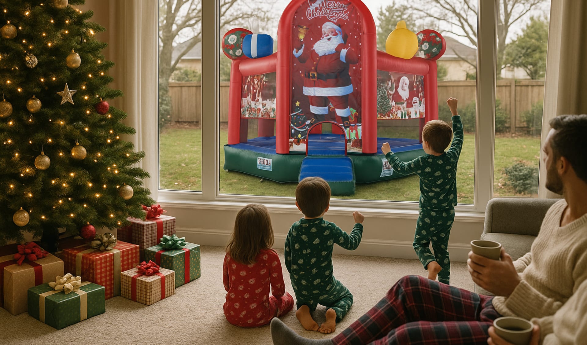 Celebrating Christmas with a Santa Bounce House