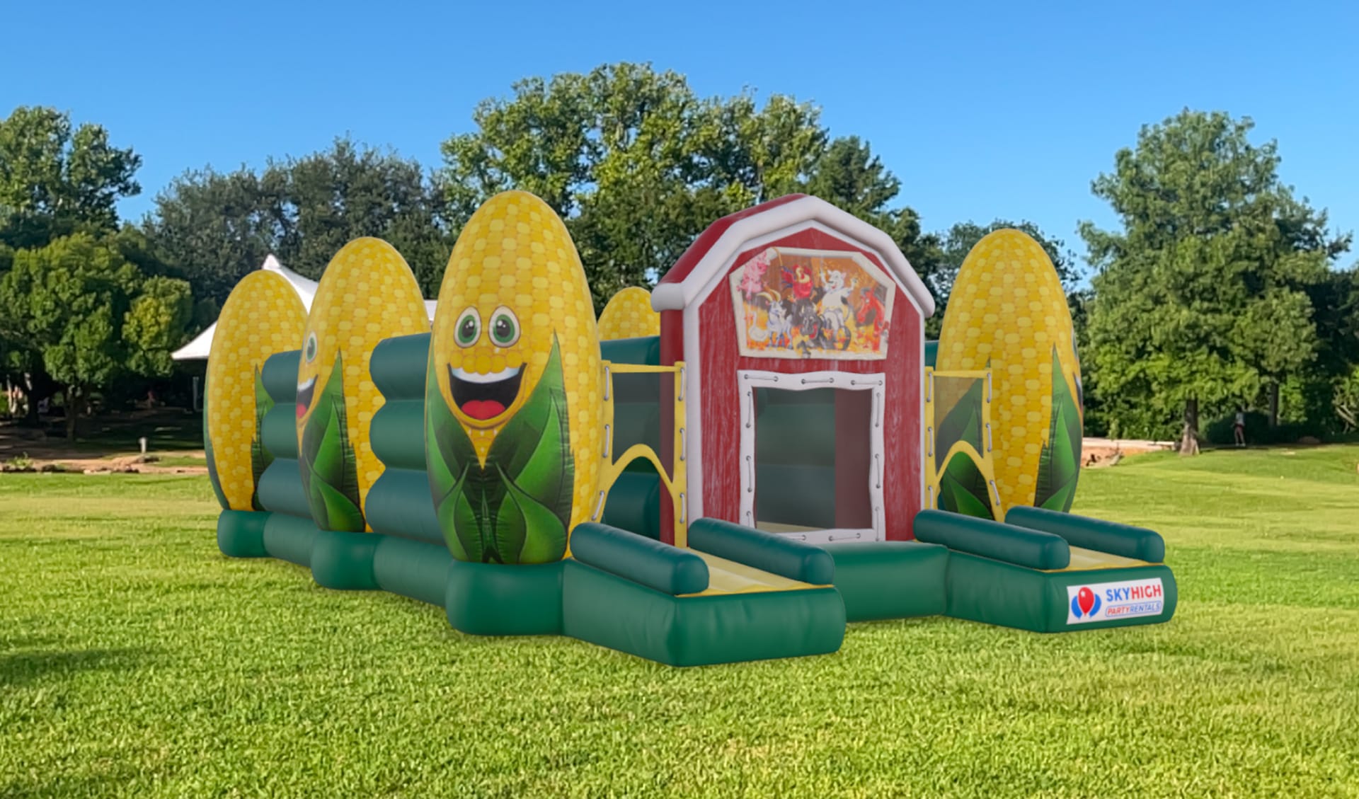 Inflatable Construction Obstacle Course Moonwalk Bounce House