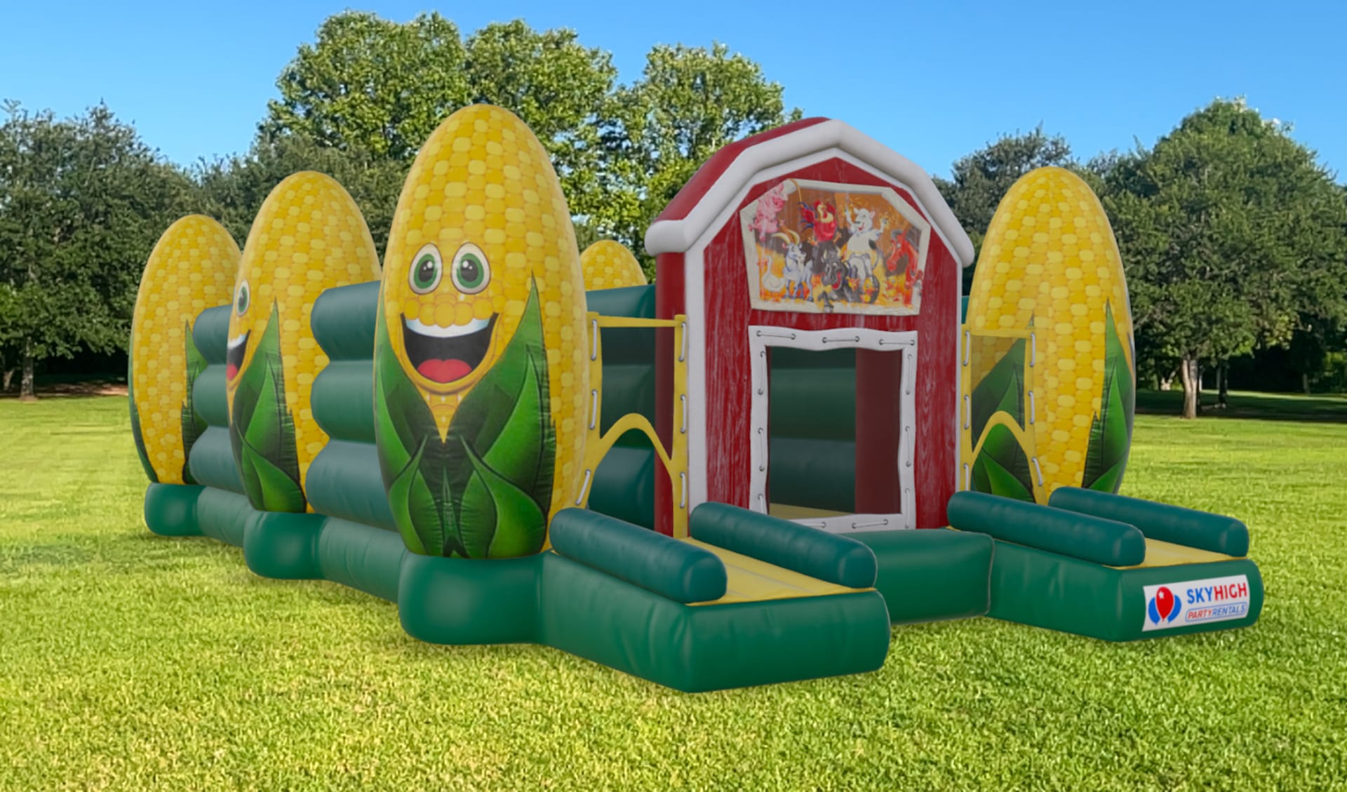Inflatable Construction Obstacle Course Moonwalk Bounce House