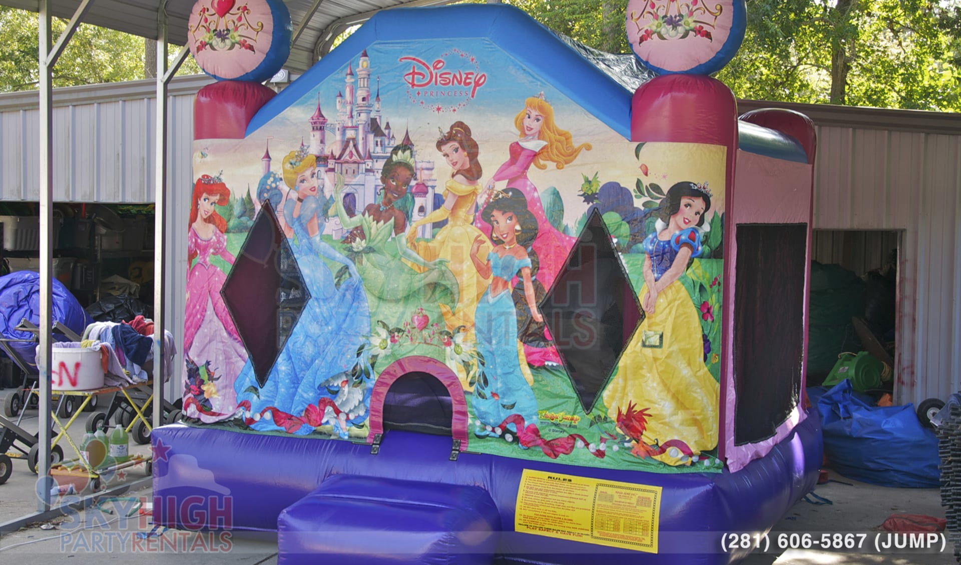 cinderella jasmin bell princess moonwalk princess themed jump house