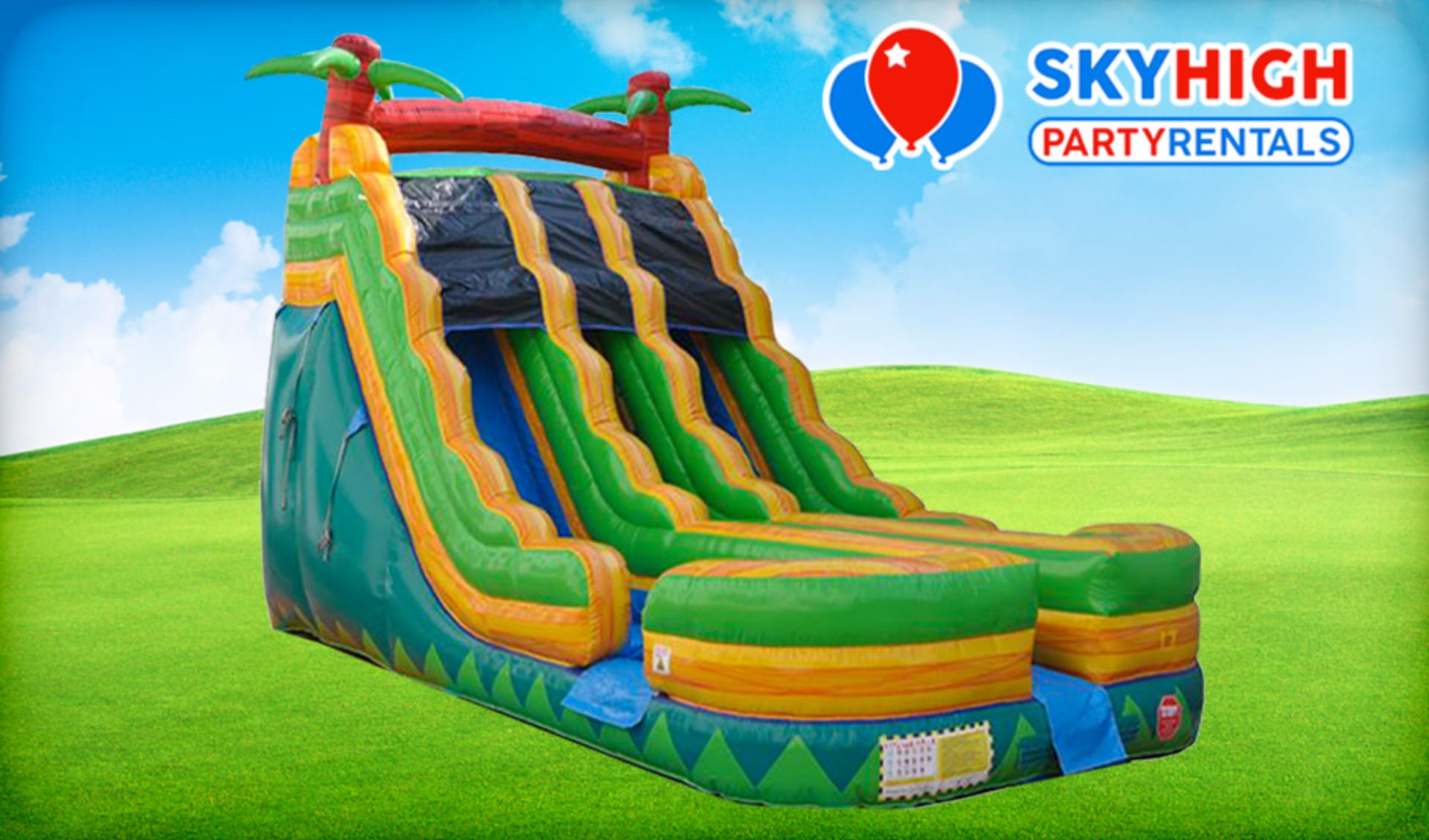 18ft Big Double Lane Palm Tree Water Slide