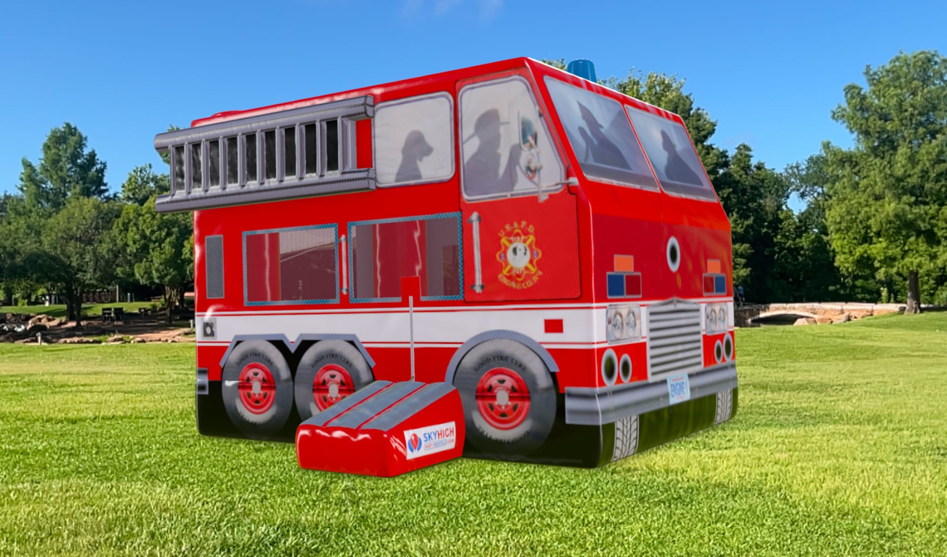 Fire Truck Shaped Inflatable Bounce House