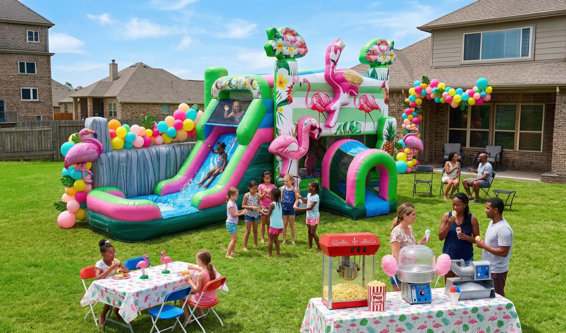 Flamingo Bounce House Combo Rentals in Houston, Austin, Dallas, San Antonio and across the United States.