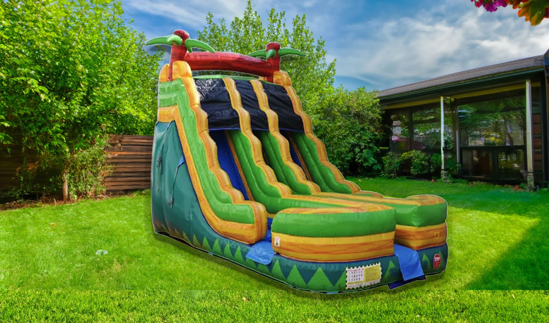 18ft Rent a Double Lane Palm Tree Water Slide