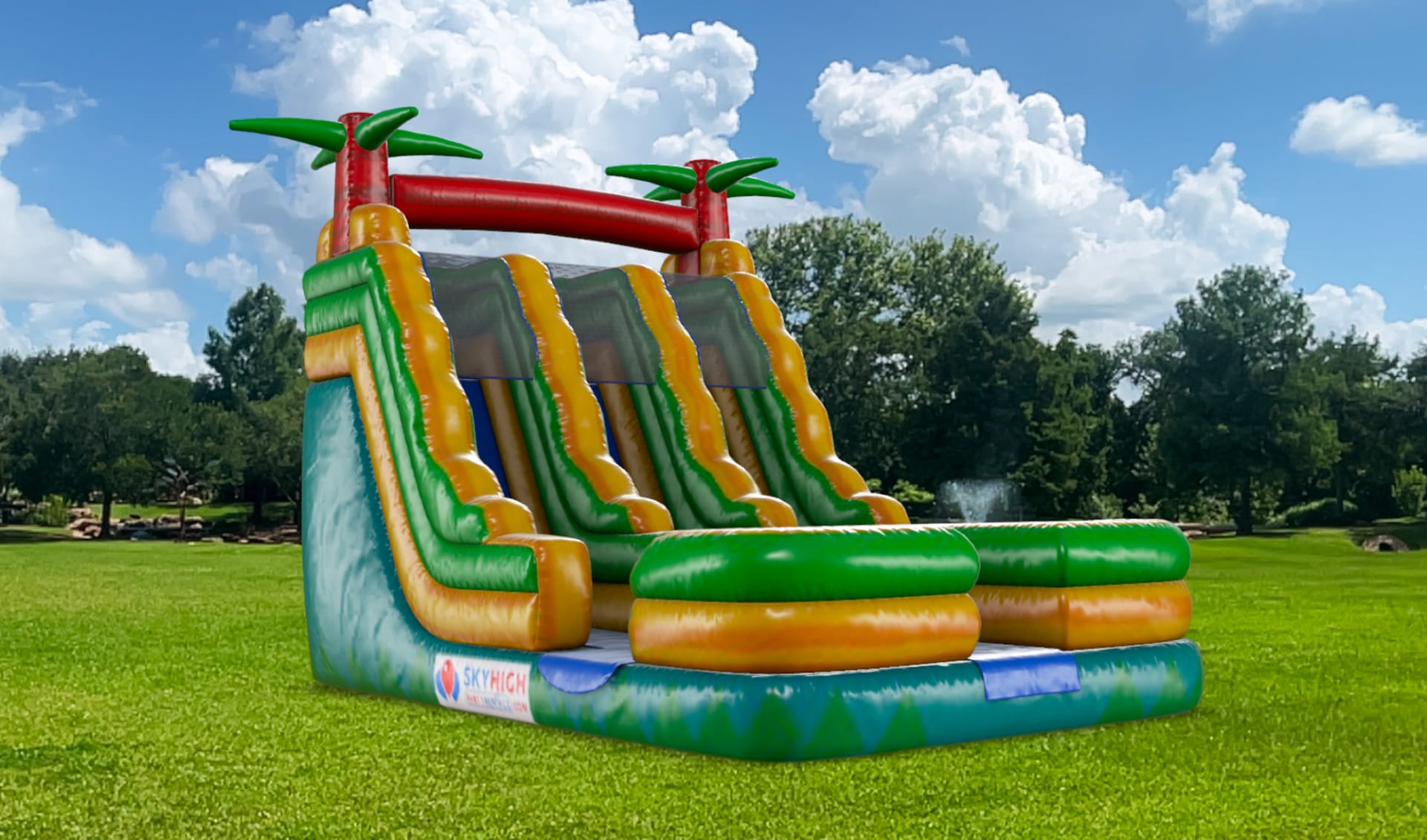 18ft Double Palm Tree Wet Water Slide for Rent