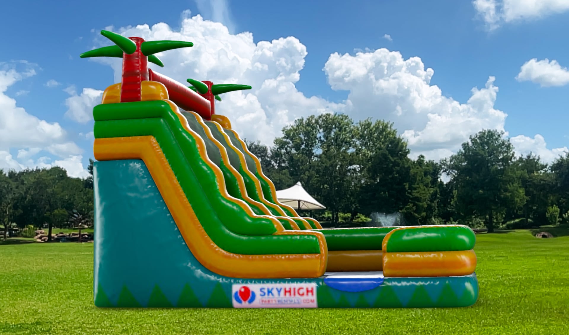 Side 18ft Double Palm Tree Wet Water Slide for Rent