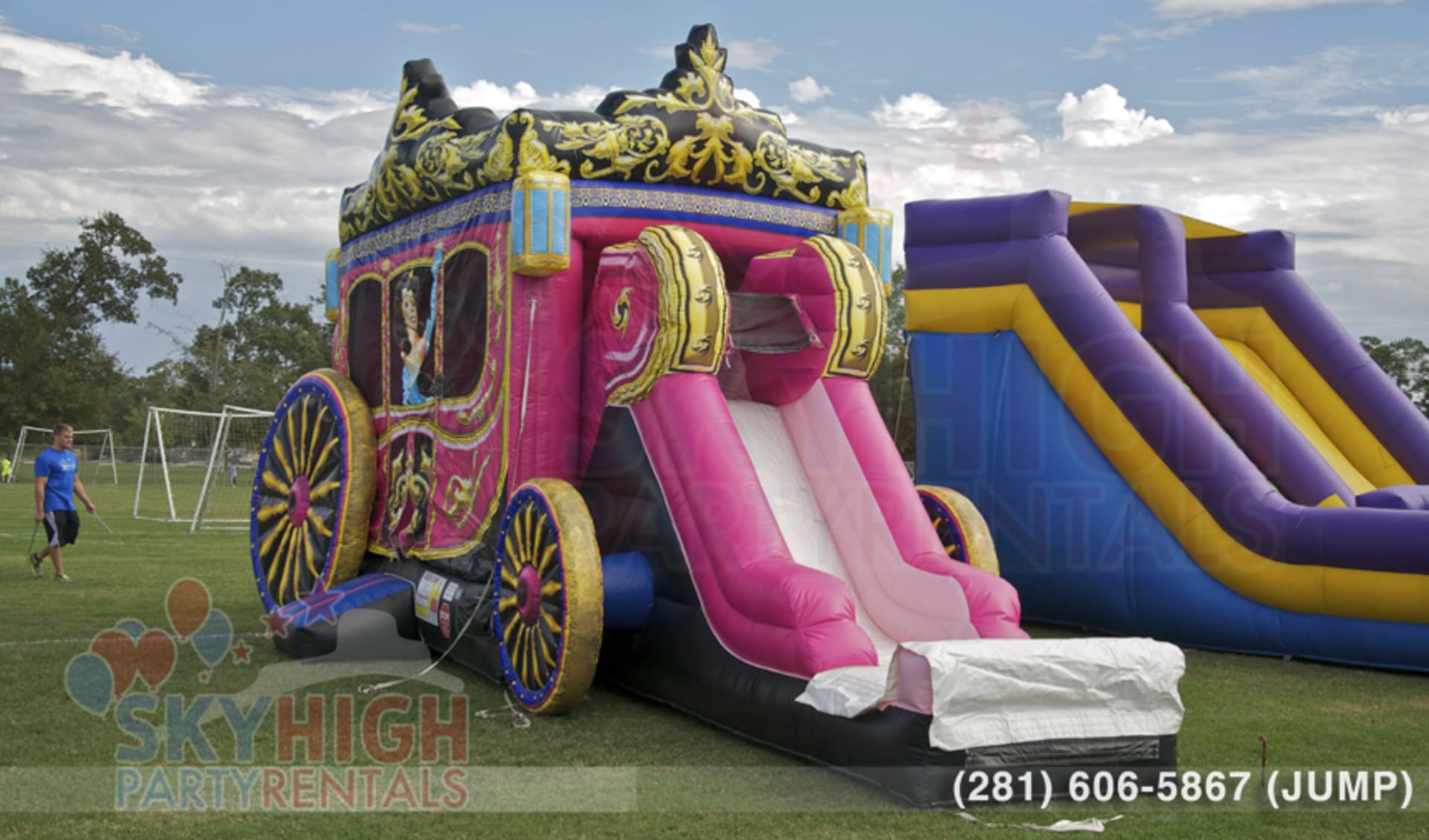Pink Moonwalks Carriage with Slide
