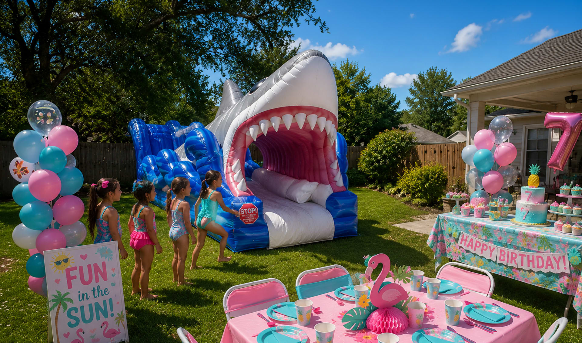 Shark Slip and Slide Water Slide Rentals