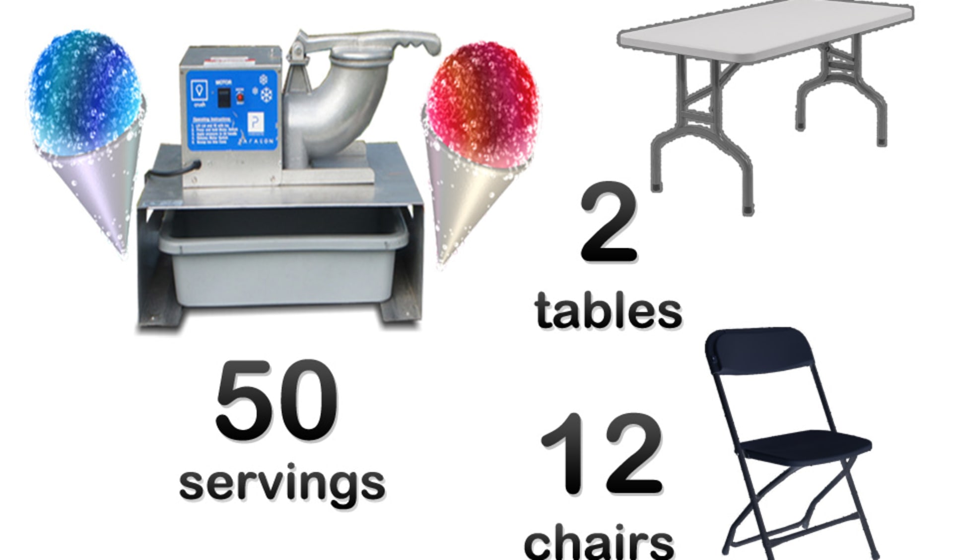 Snow Cone Machine and Tables and Chairs Combo