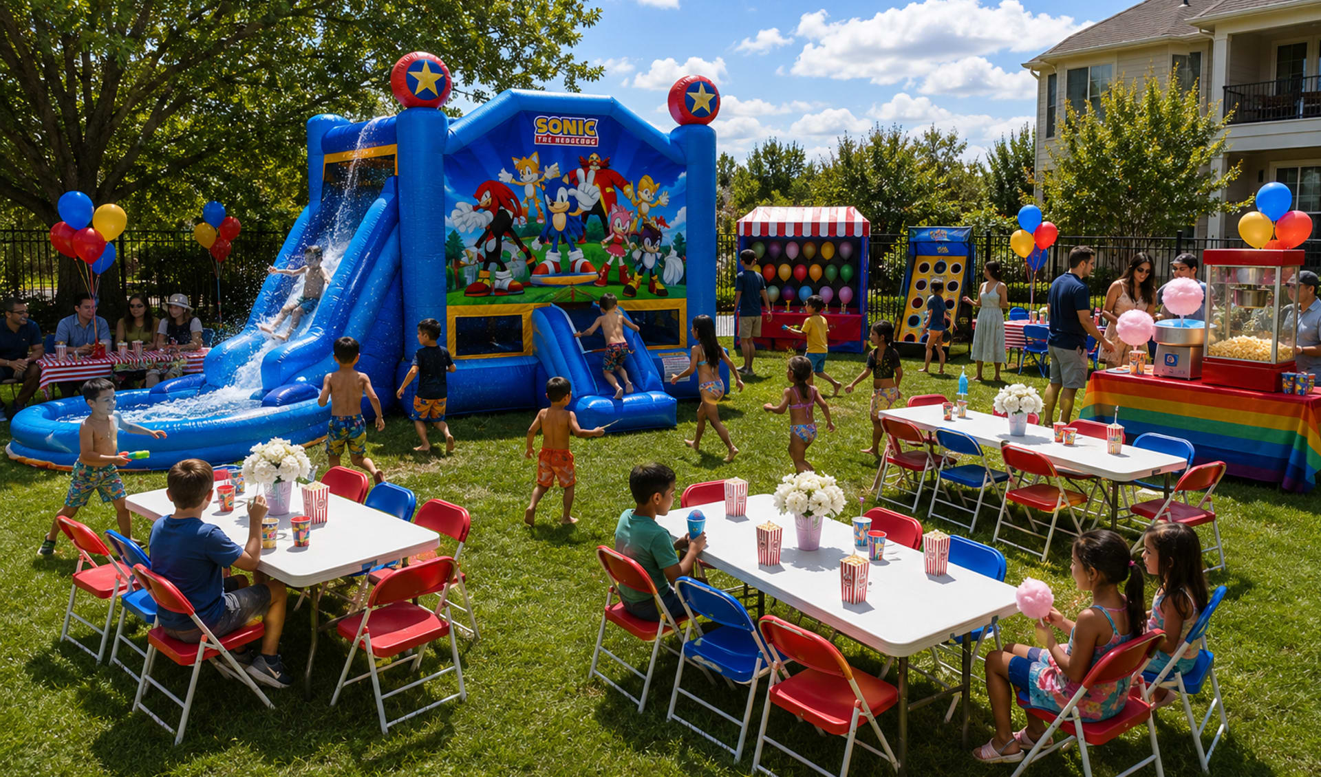 Sonic Combo Water Slide Bounce House Party