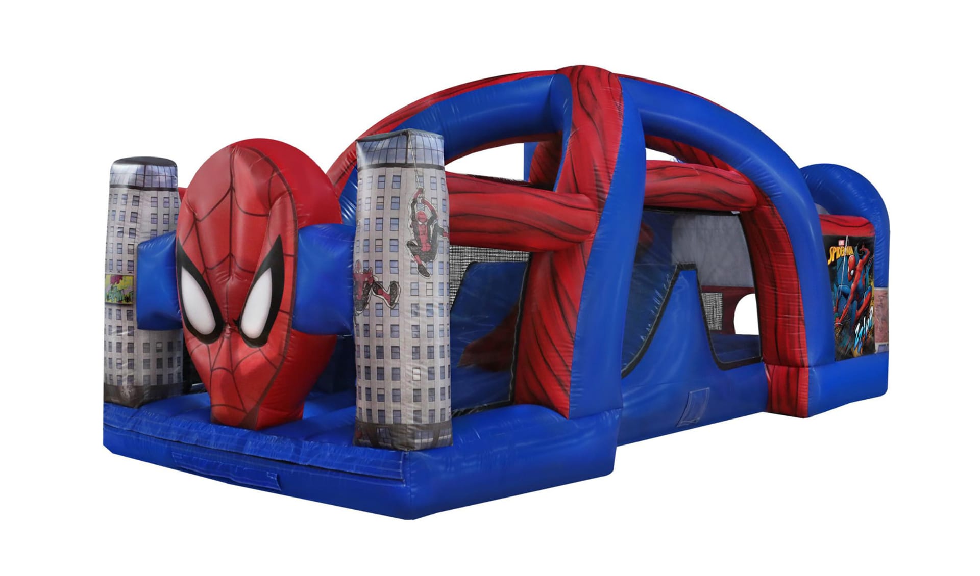 Spiderman-themed party obstacle course rental