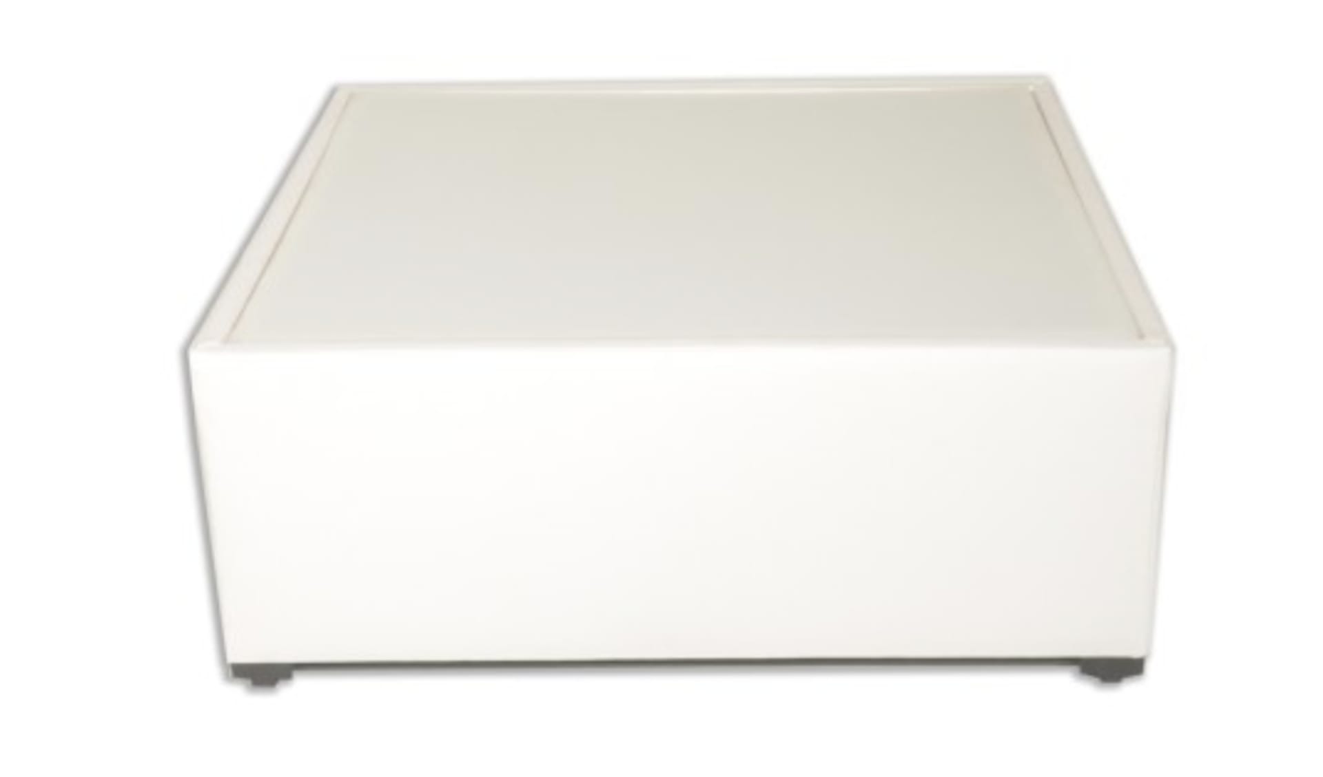 Mesa de café cuadrada con luz LED disponible para renta en Houston — perfecta para eventos elegantes en The Woodlands.