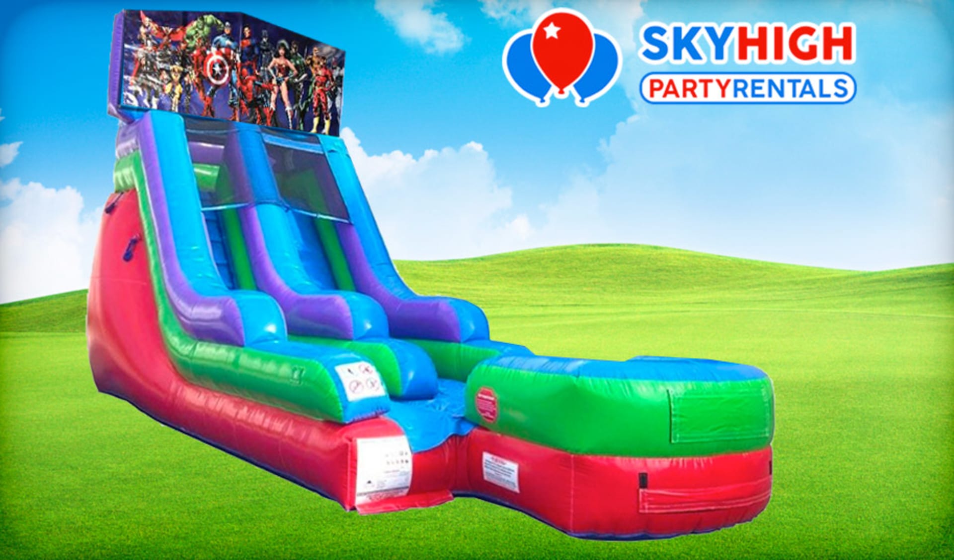 15ft Superheroes Retro Water Slide