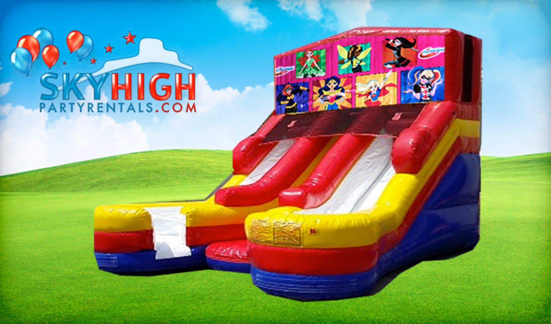 16ft Double Lane DC Super Hero Girls (Wet/Dry) Slide Rentals