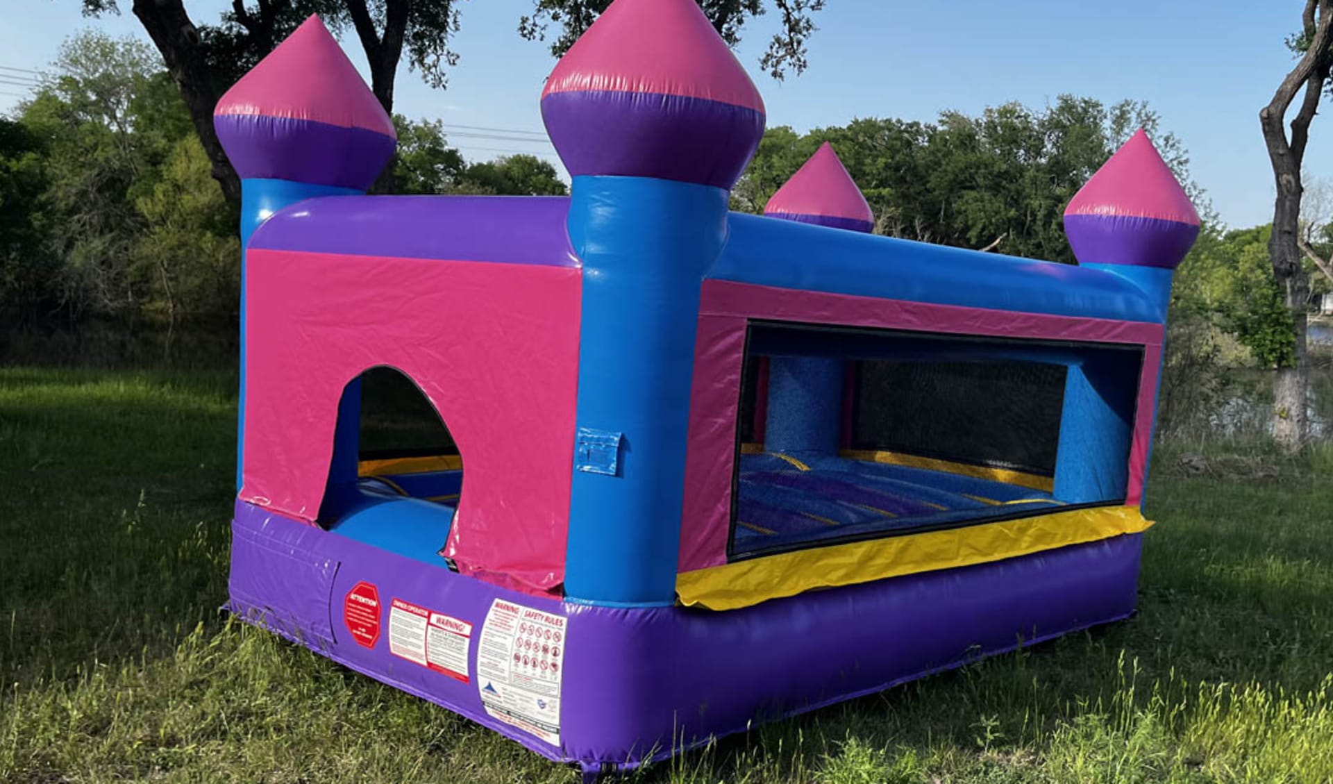 pink bounce house fits in garage