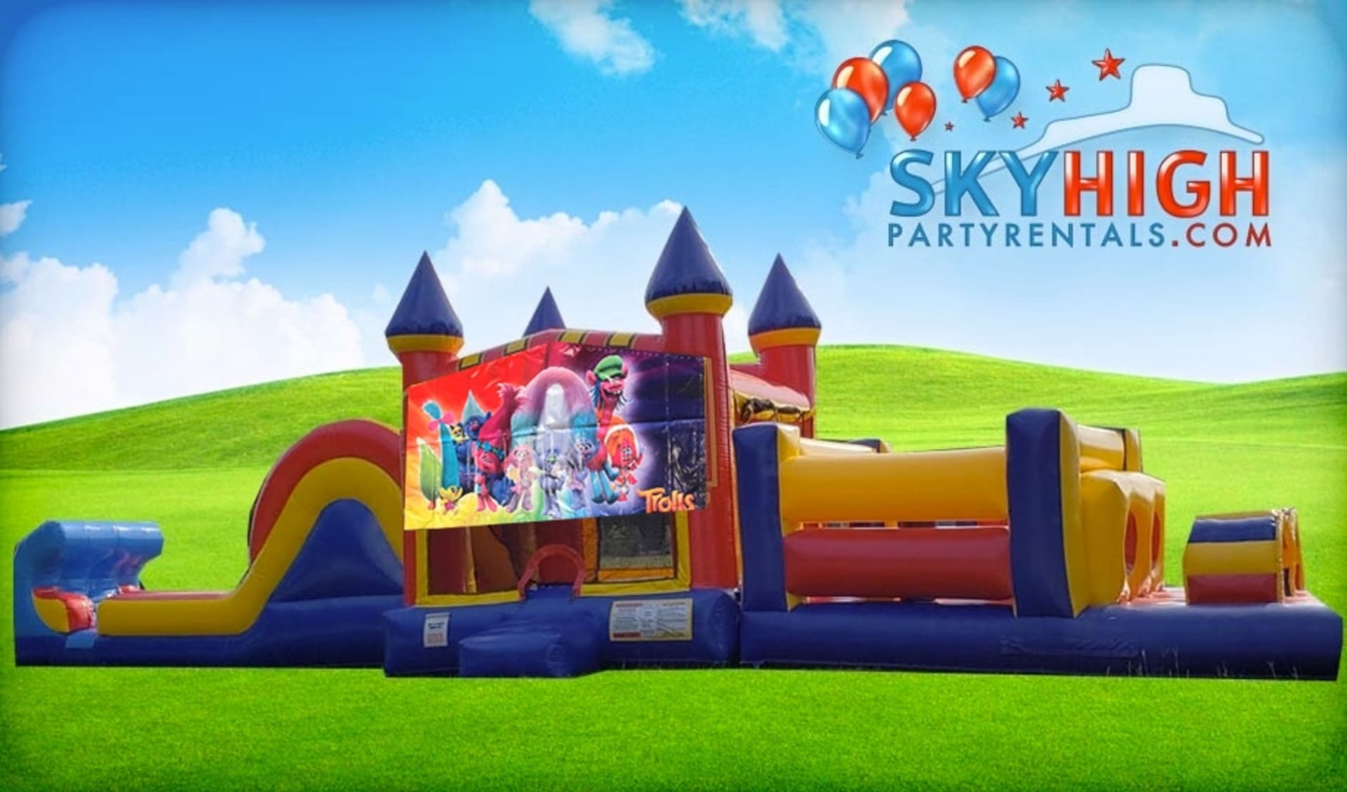 50ft Trolls Bounce House Obstacle Course