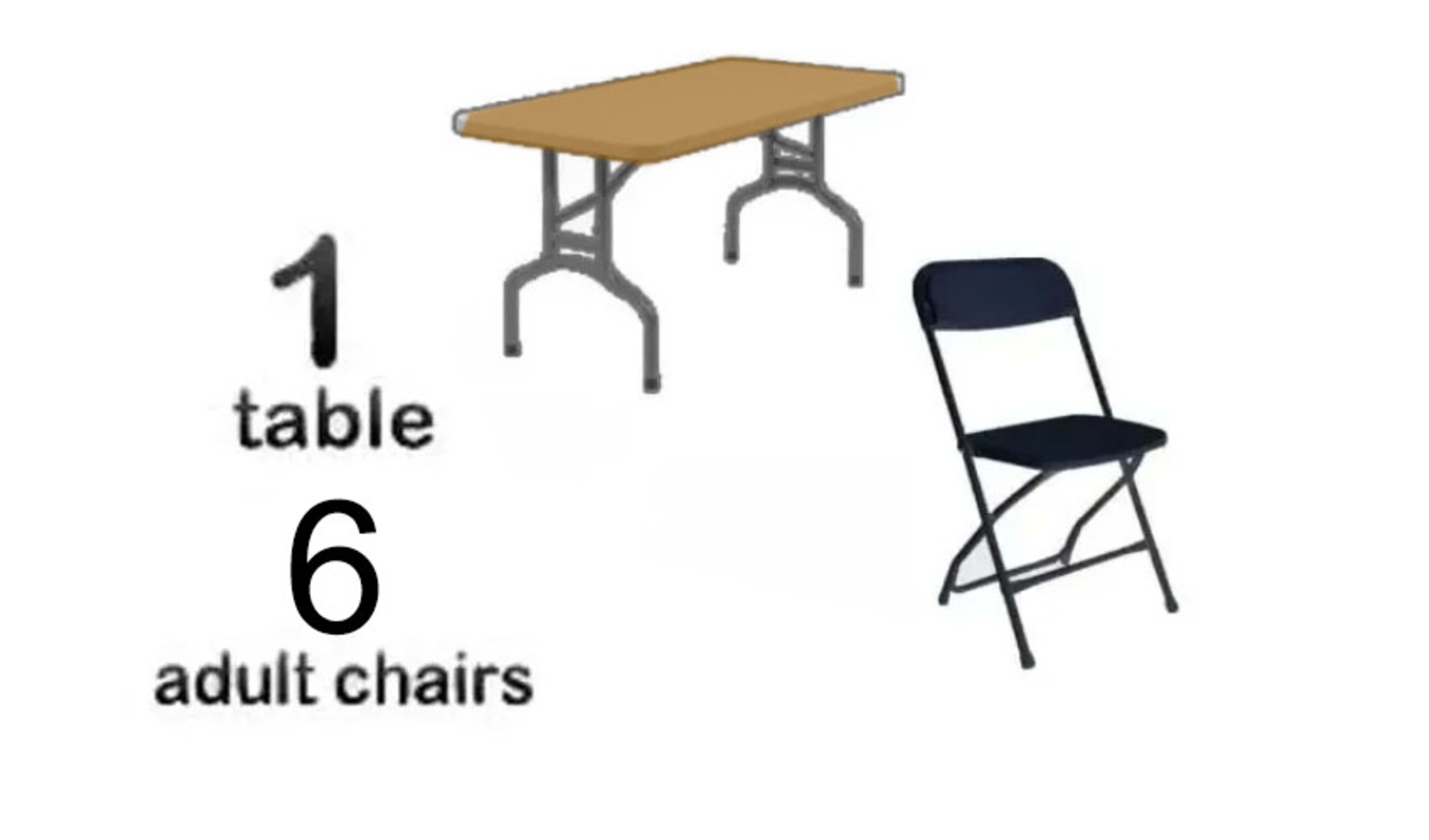 1 6ft table with 6 chairs rental