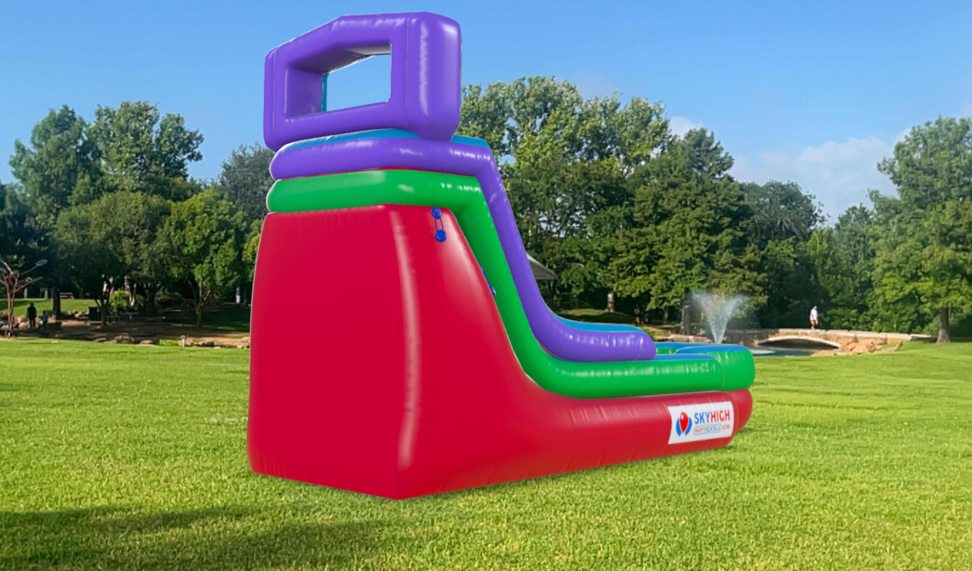 Back 18ft Retro Water Slide on Grass