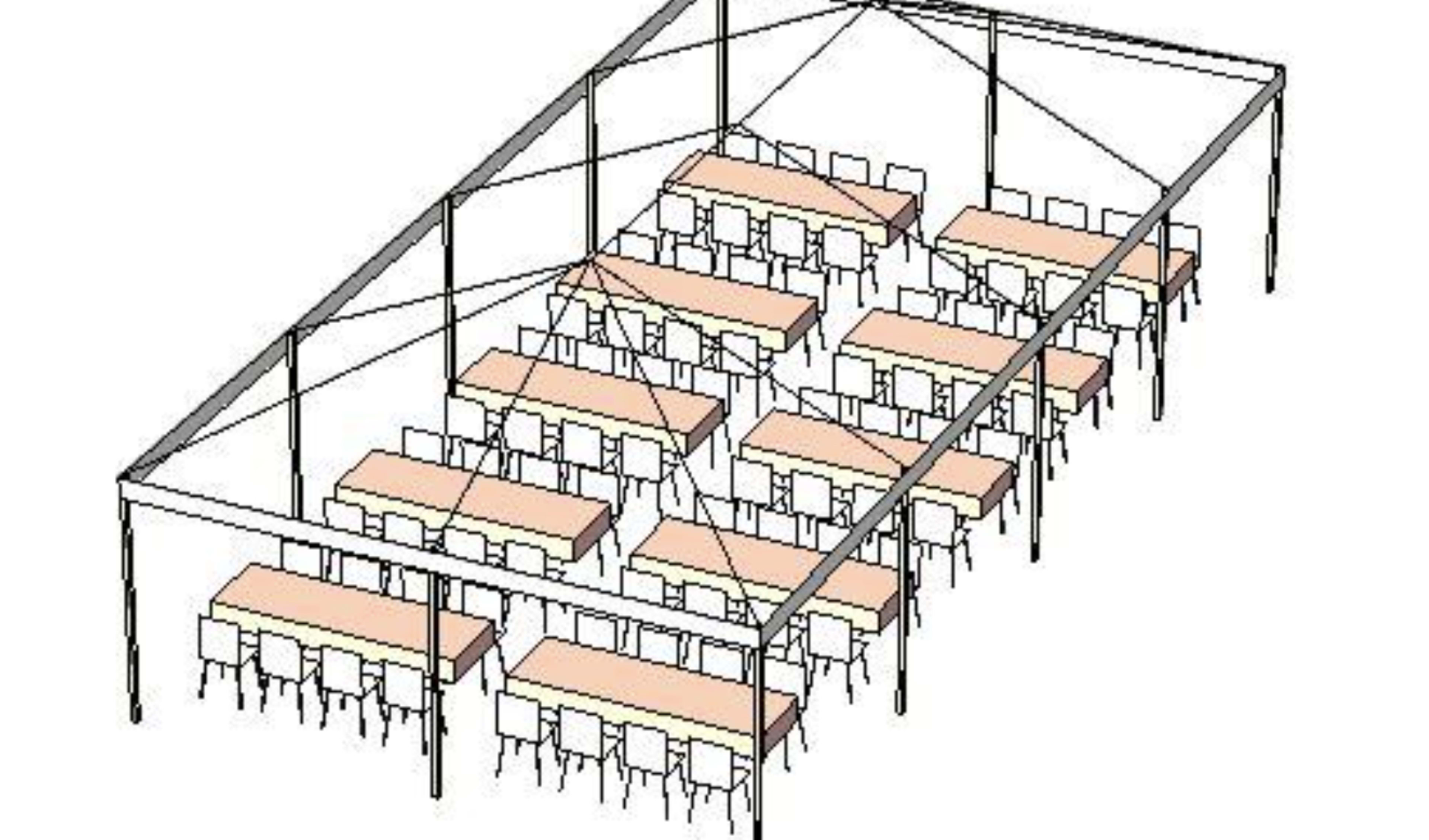 20ft x 40ft rectangle tables sample layout