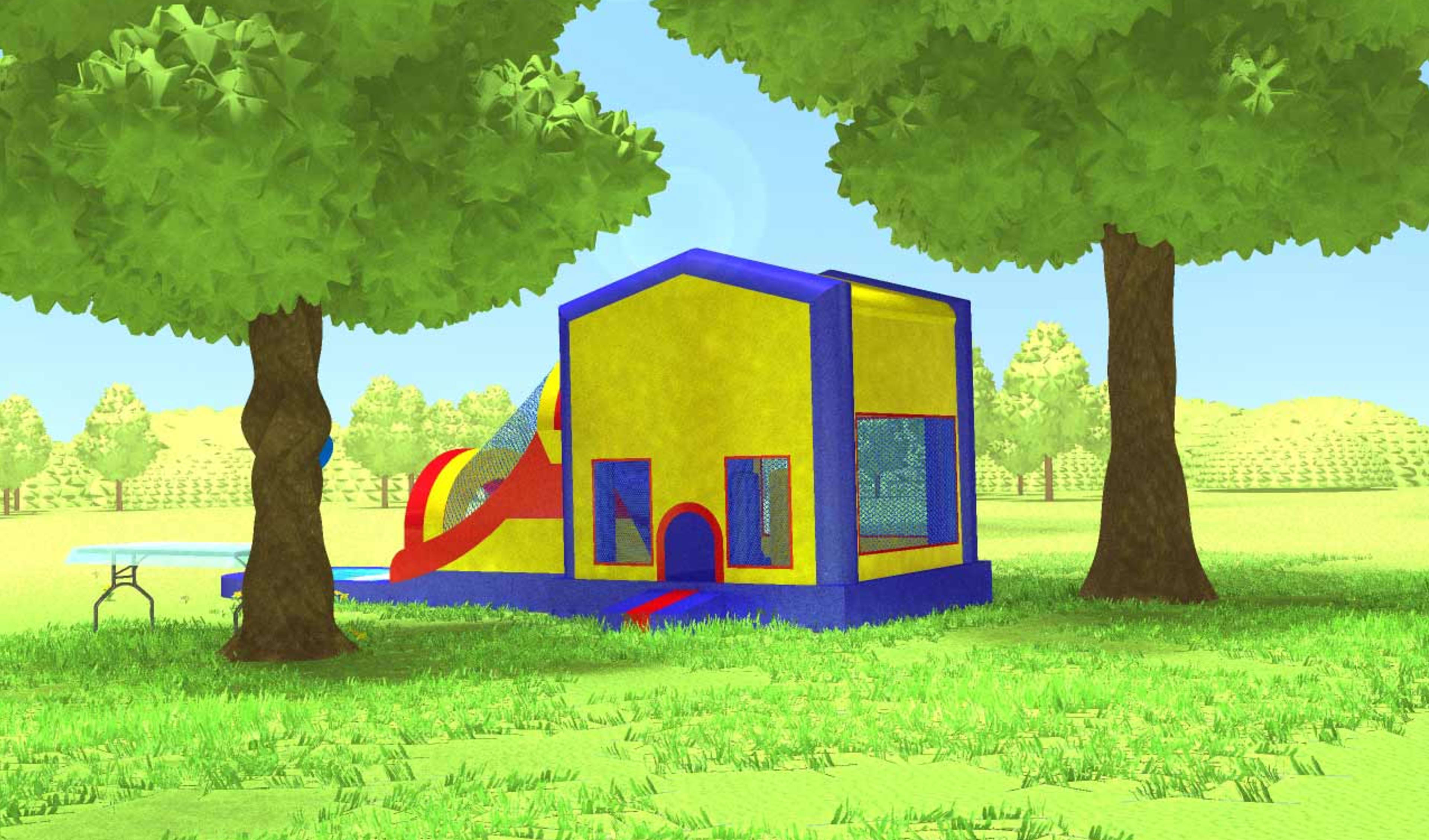 Bounce House under Tree Render