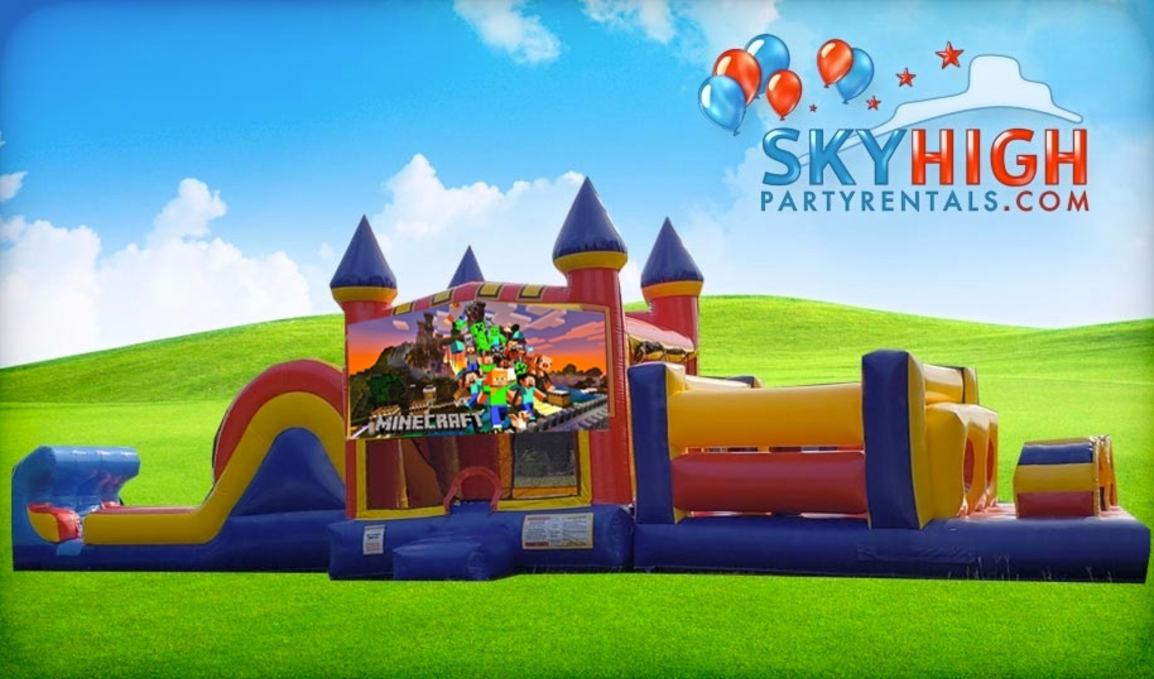 50ft Minecraft Obstacle Course w/ Wet or Dry Slide 