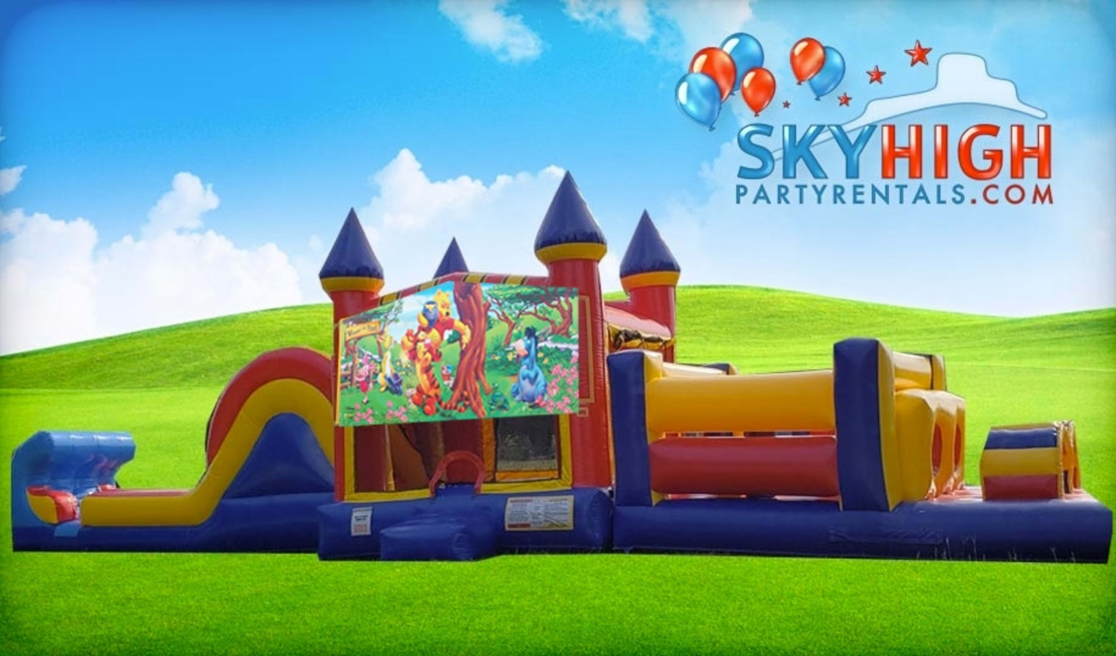 50ft Winnie the Pooh Obstacle w/ Wet or Dry Slide