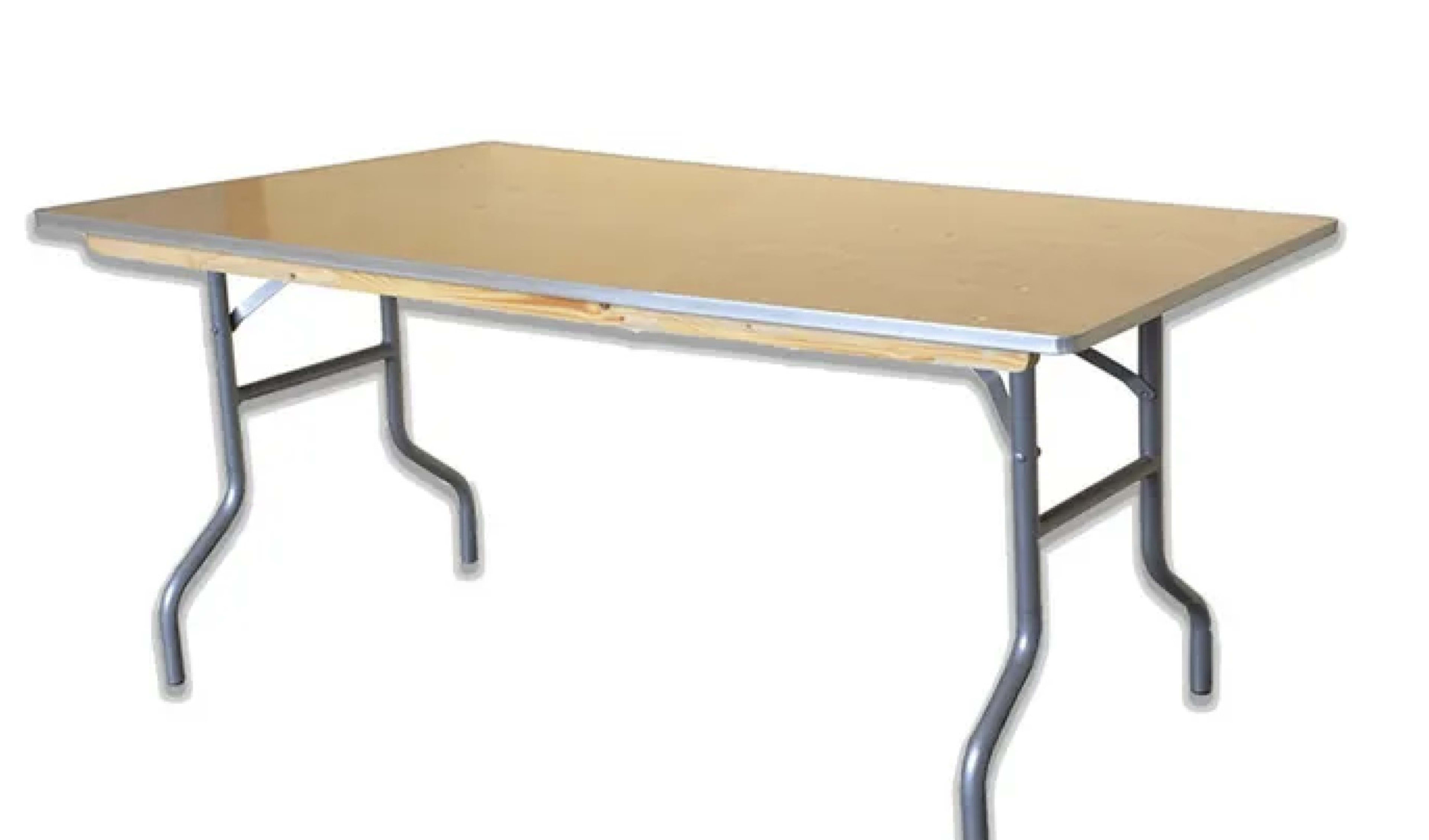 6ft Rectangle Wood Folding Banquet Table