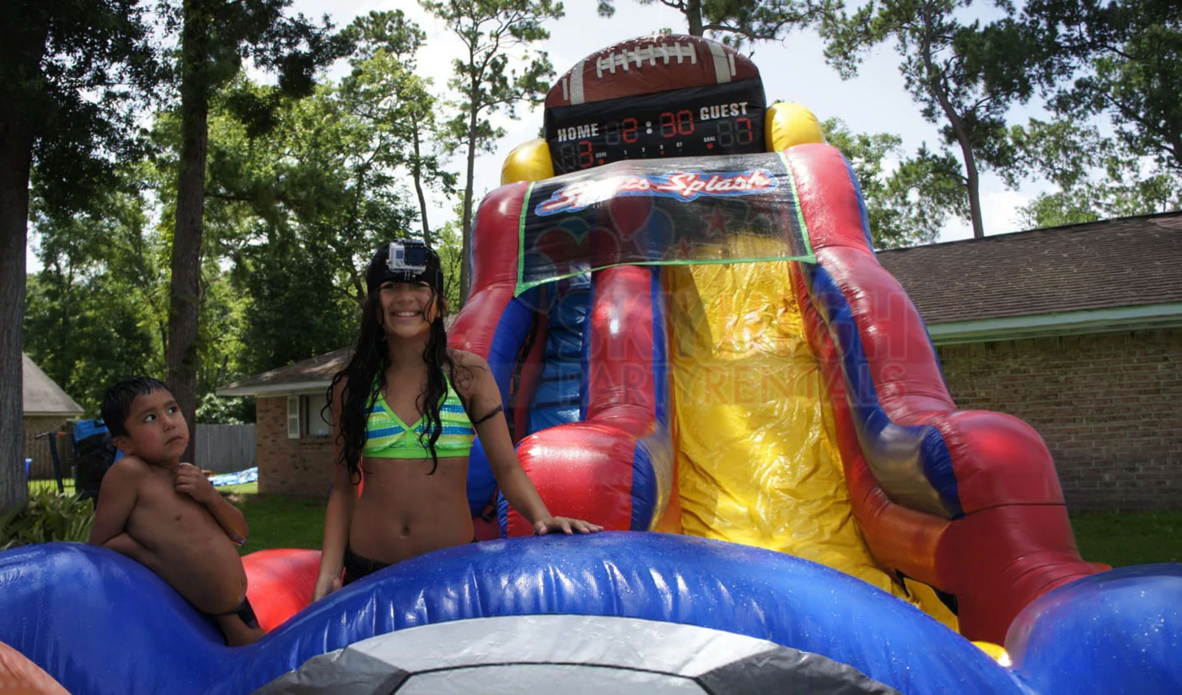 18ft Sports Water Slide kids posing after a long fun day.