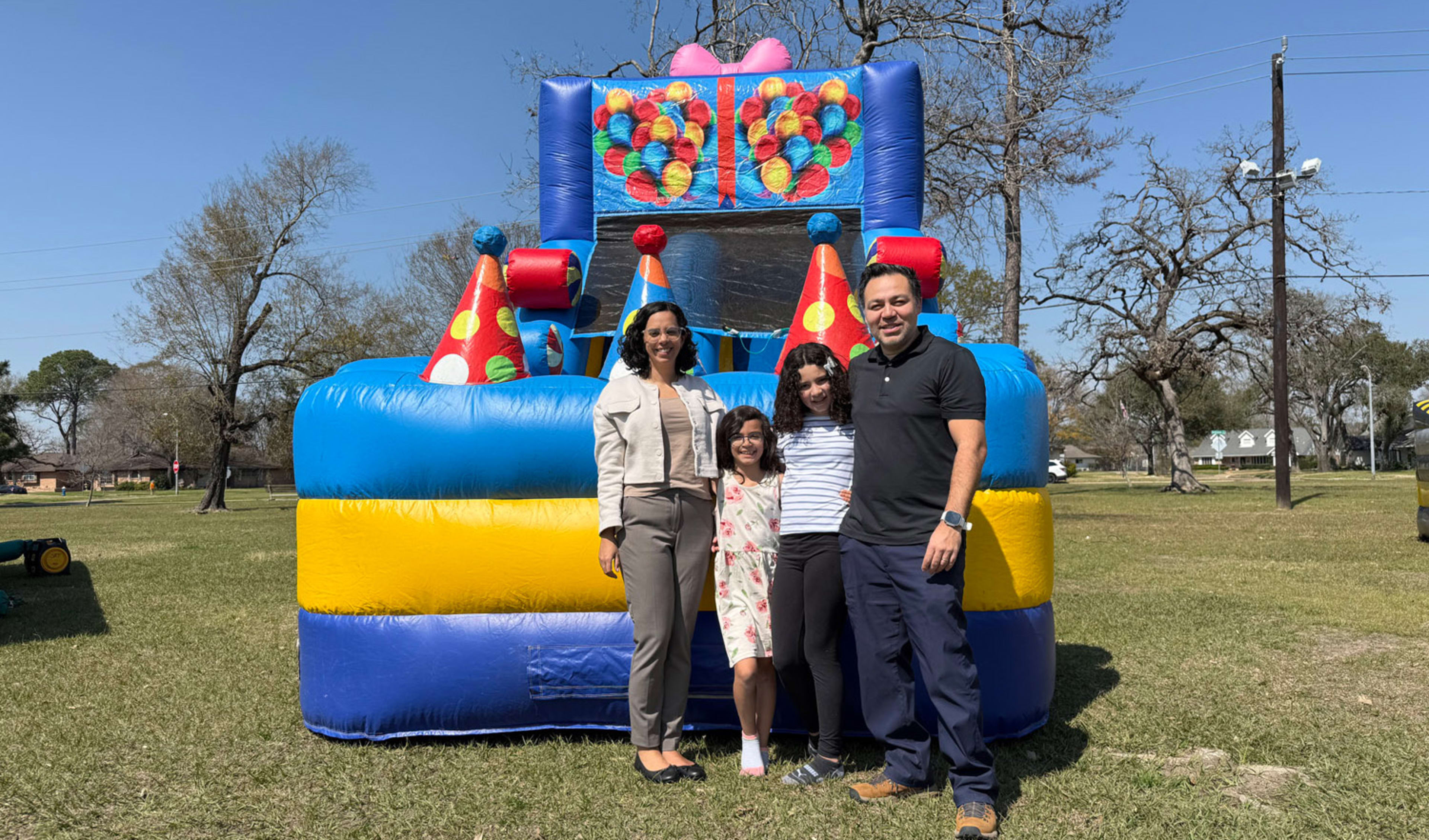 Front View of Birthday Gift themed slide Family In Front