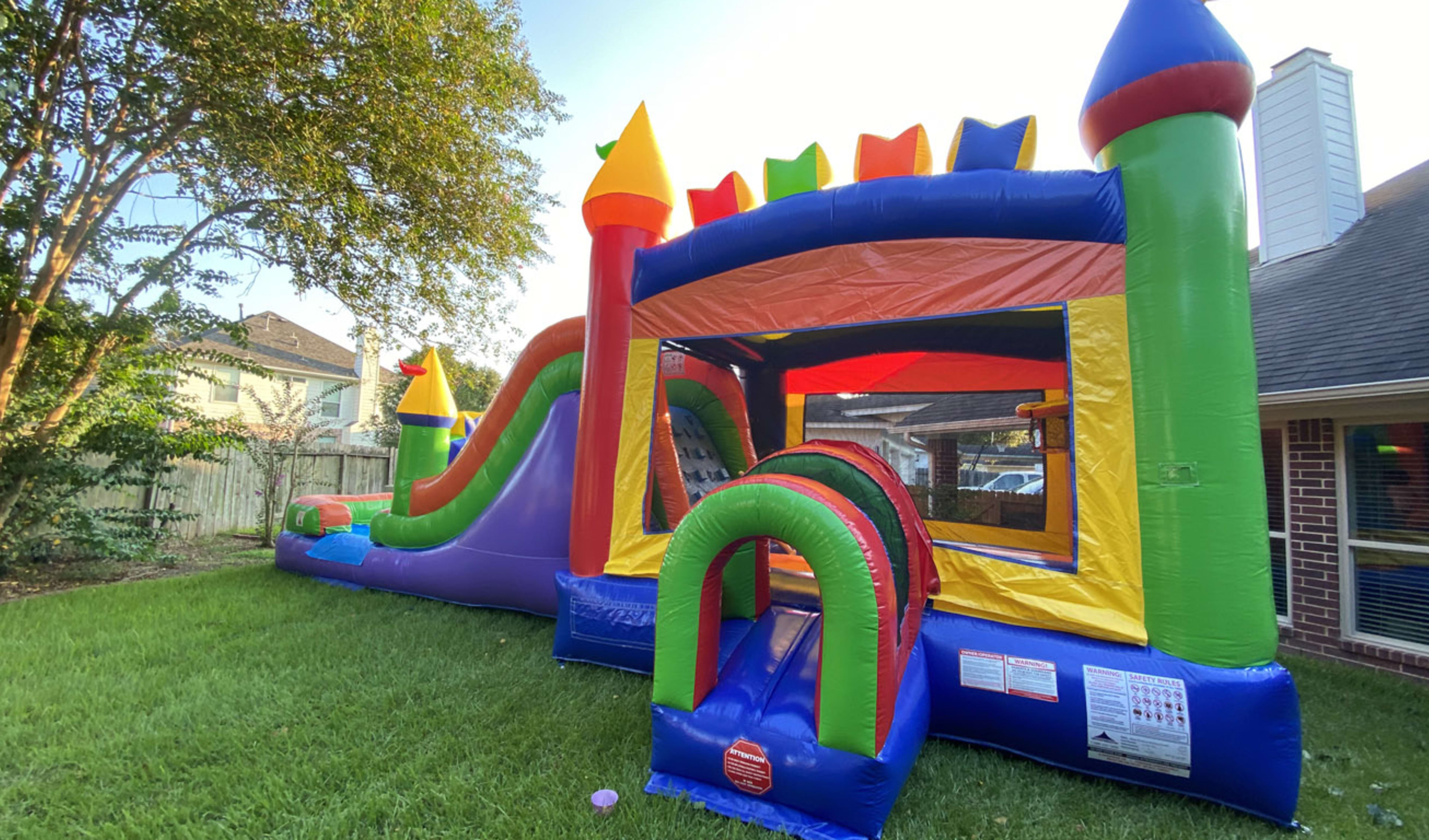 Childrens Rainbow Modern Bounce House Combo