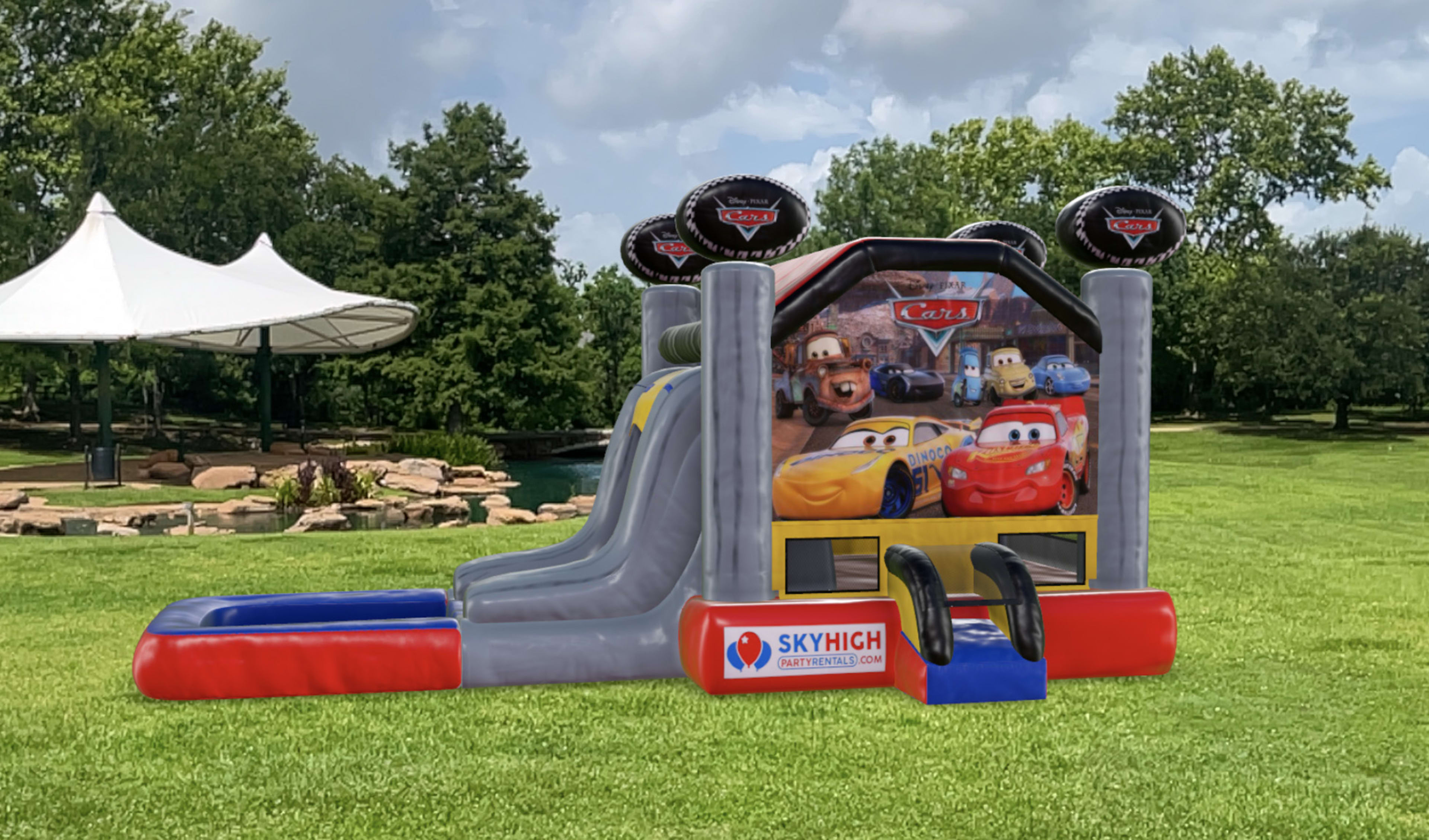 Cars Bounce House Combo with Wet or Dry Slide