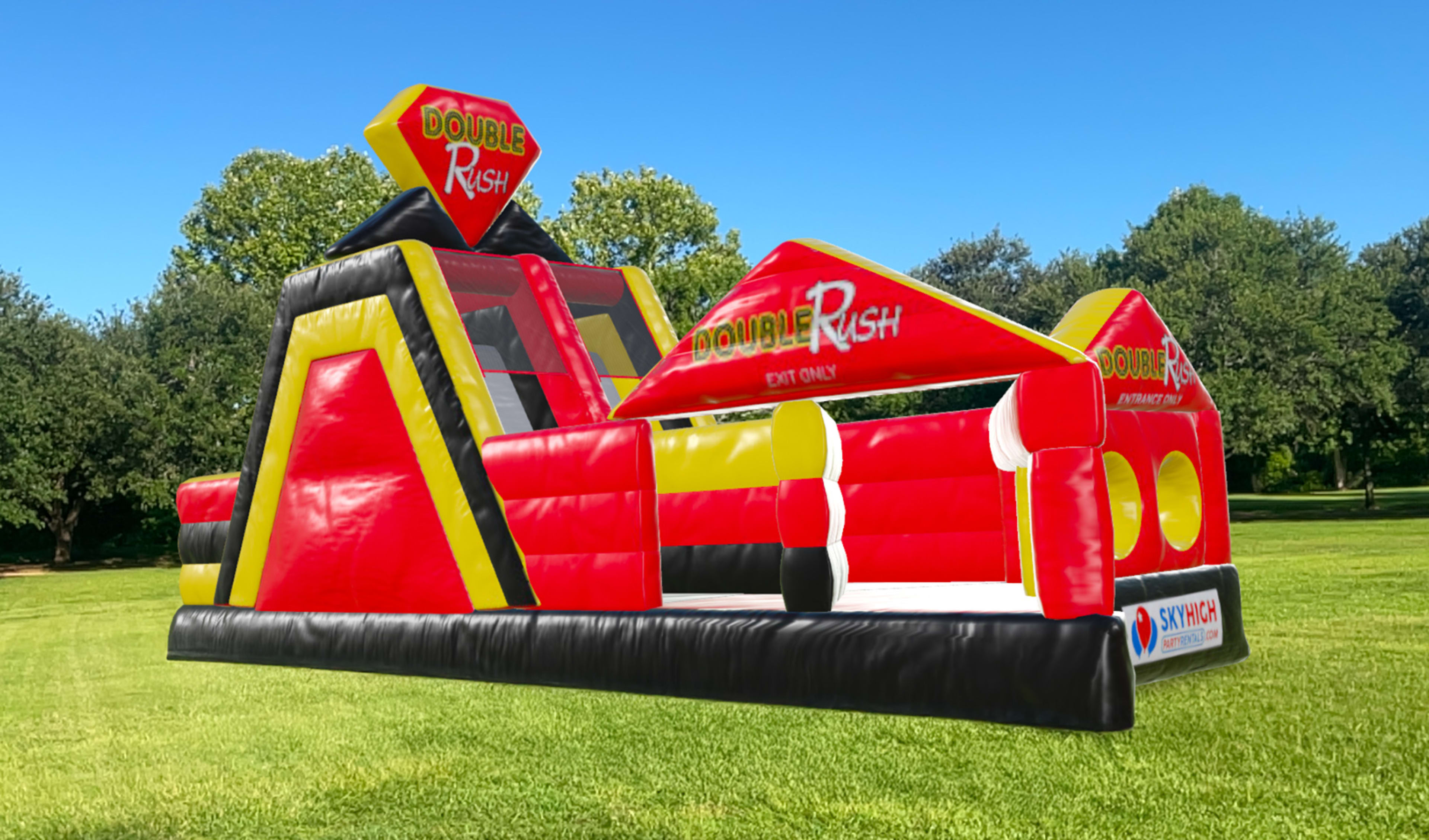 Side View Double Rush Obstacle Course Right Party Rentals