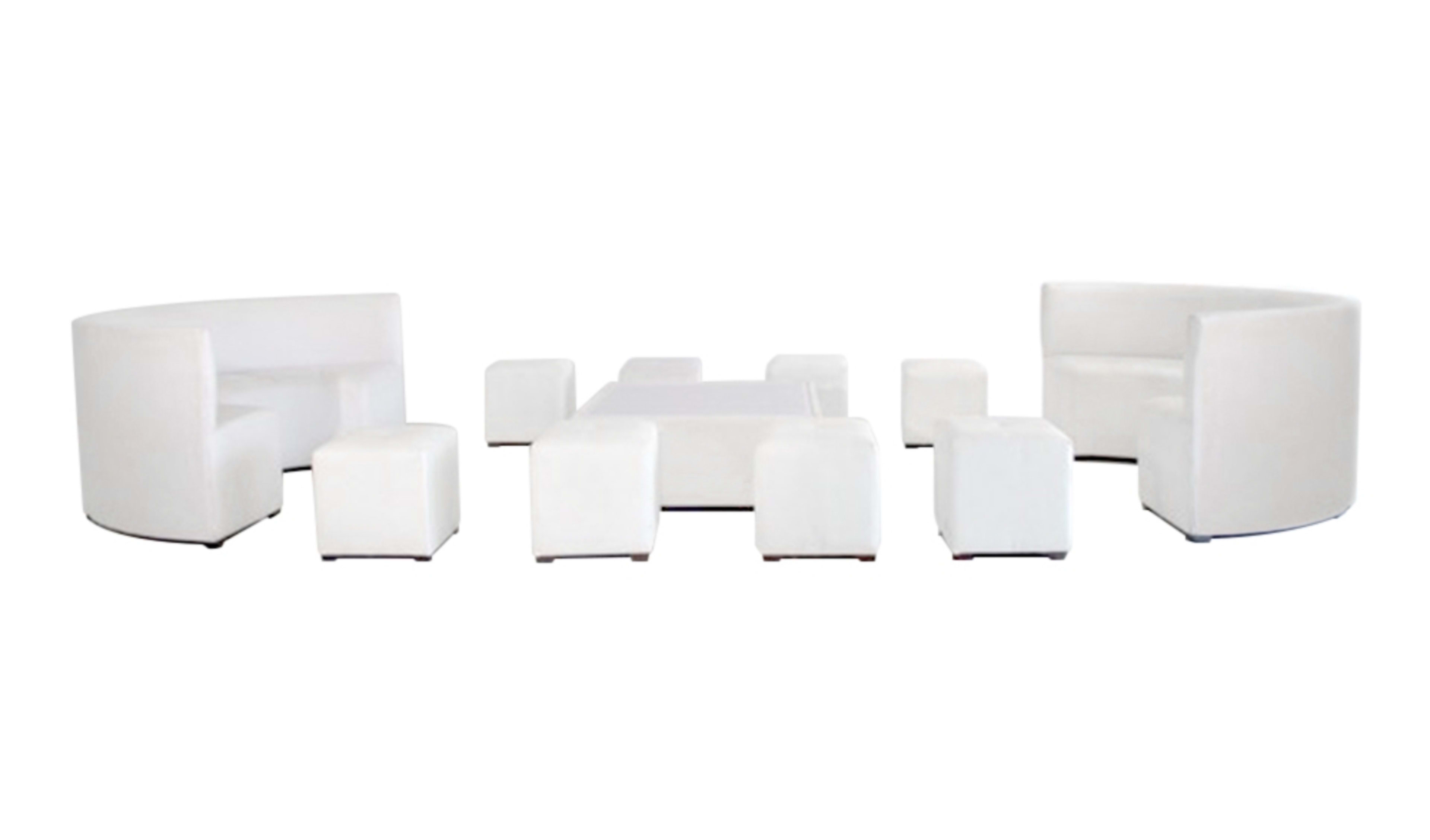 Booth + square ottomans set for 16