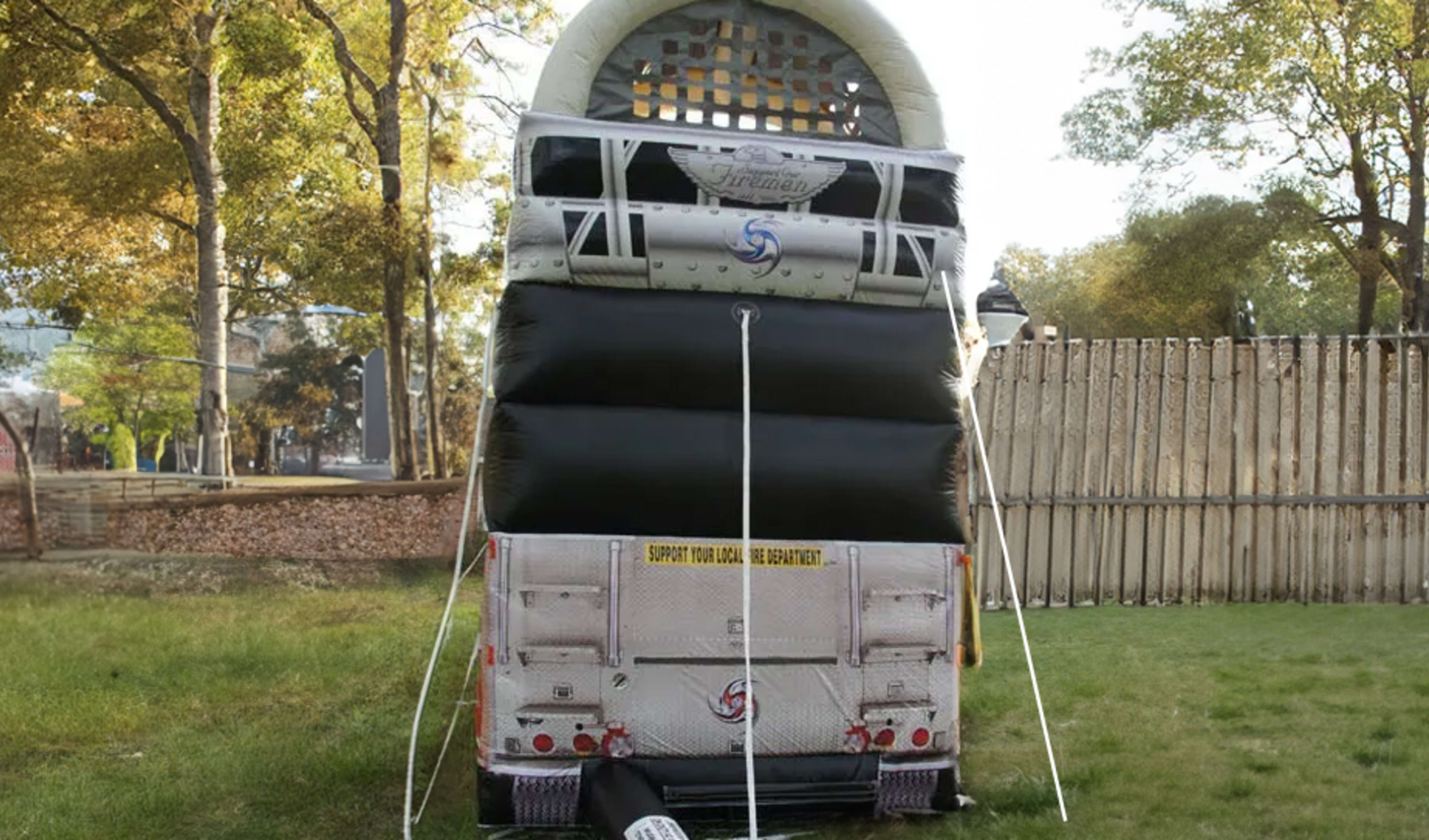 Back of Fire Truck Inflatable Slide