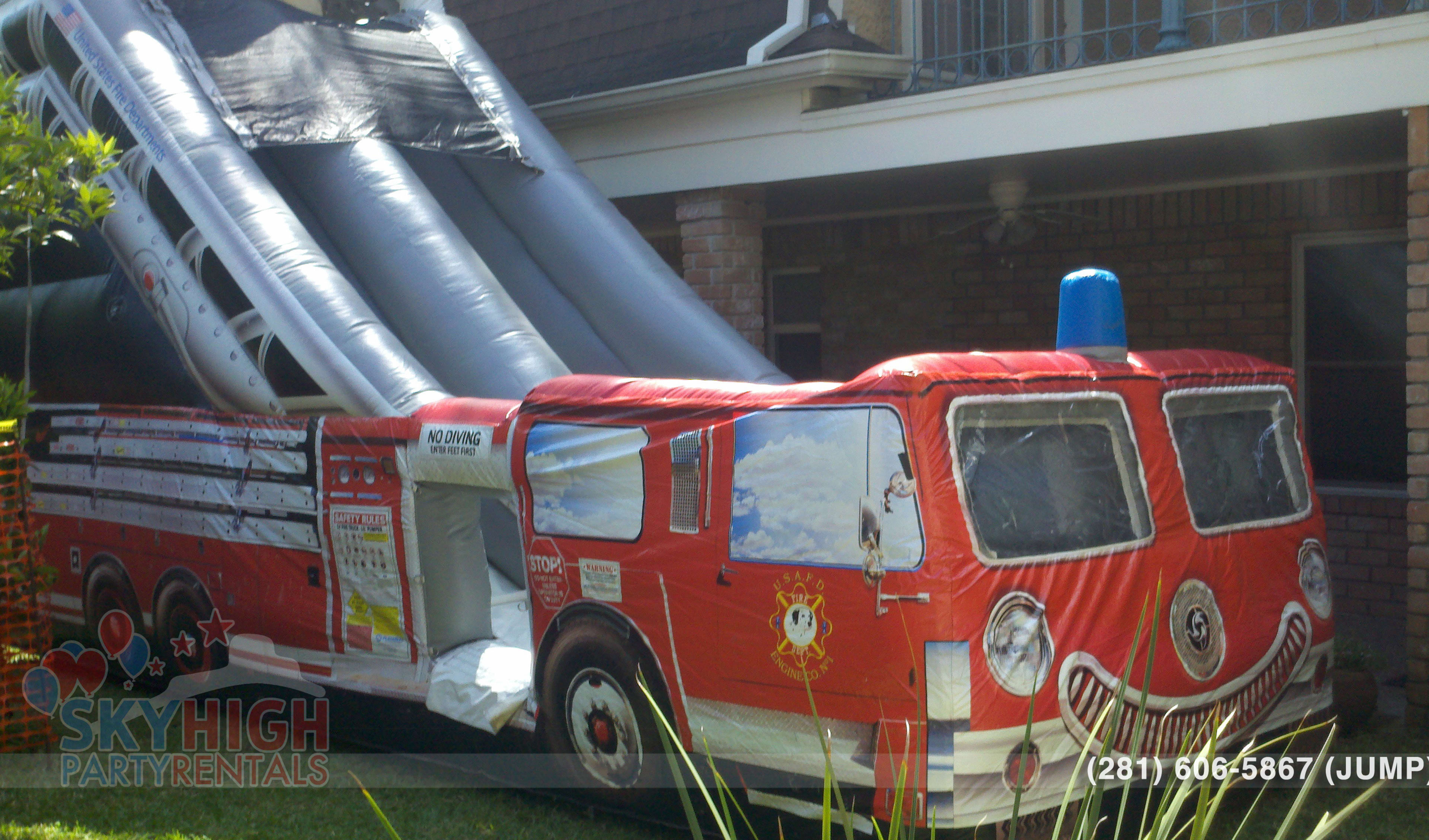 inflatable fire truck slide rental
