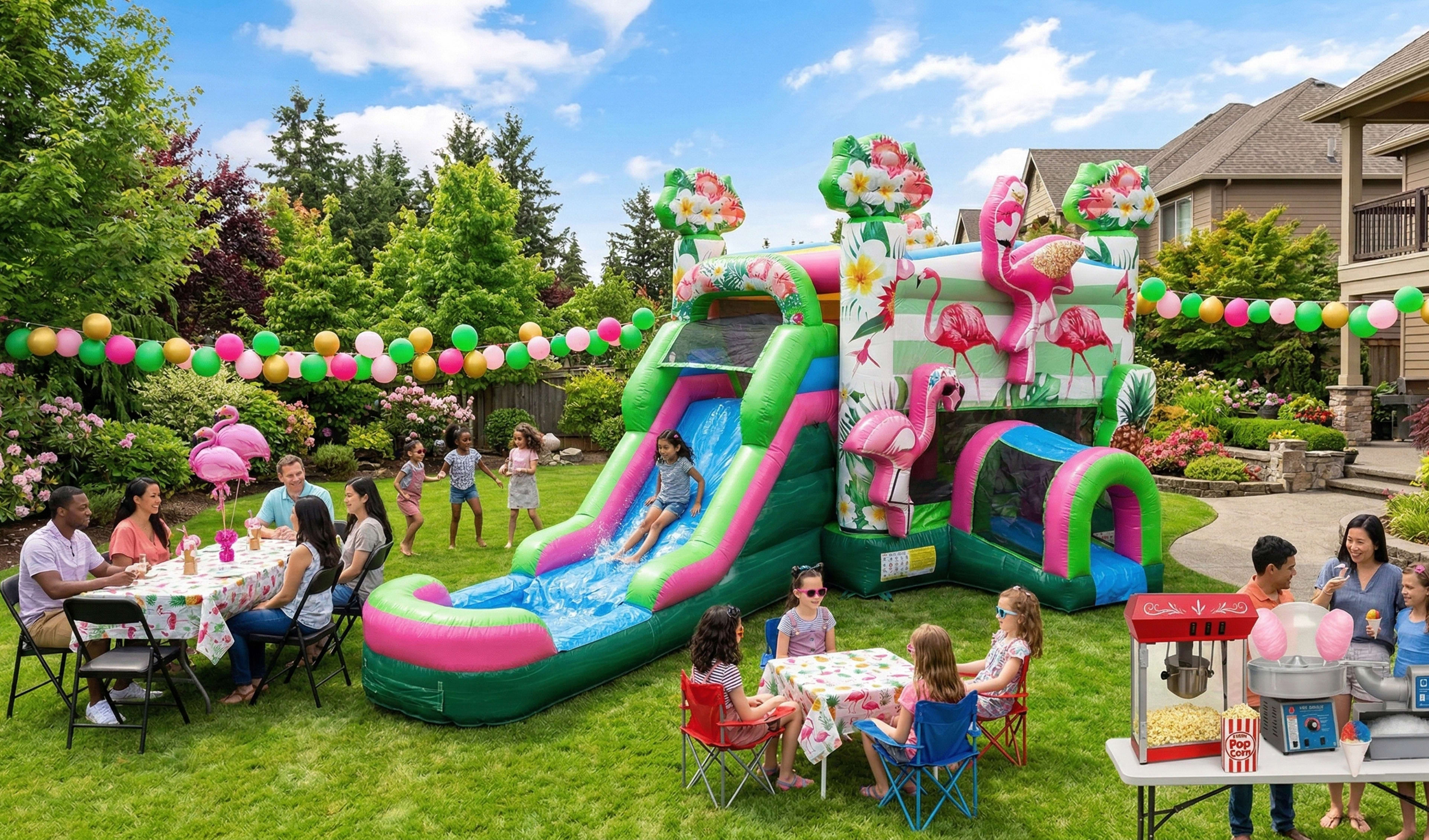 Flamingo Bounce House Combo Rentals in Houston, Austin, Dallas, San Antonio and across the United States.