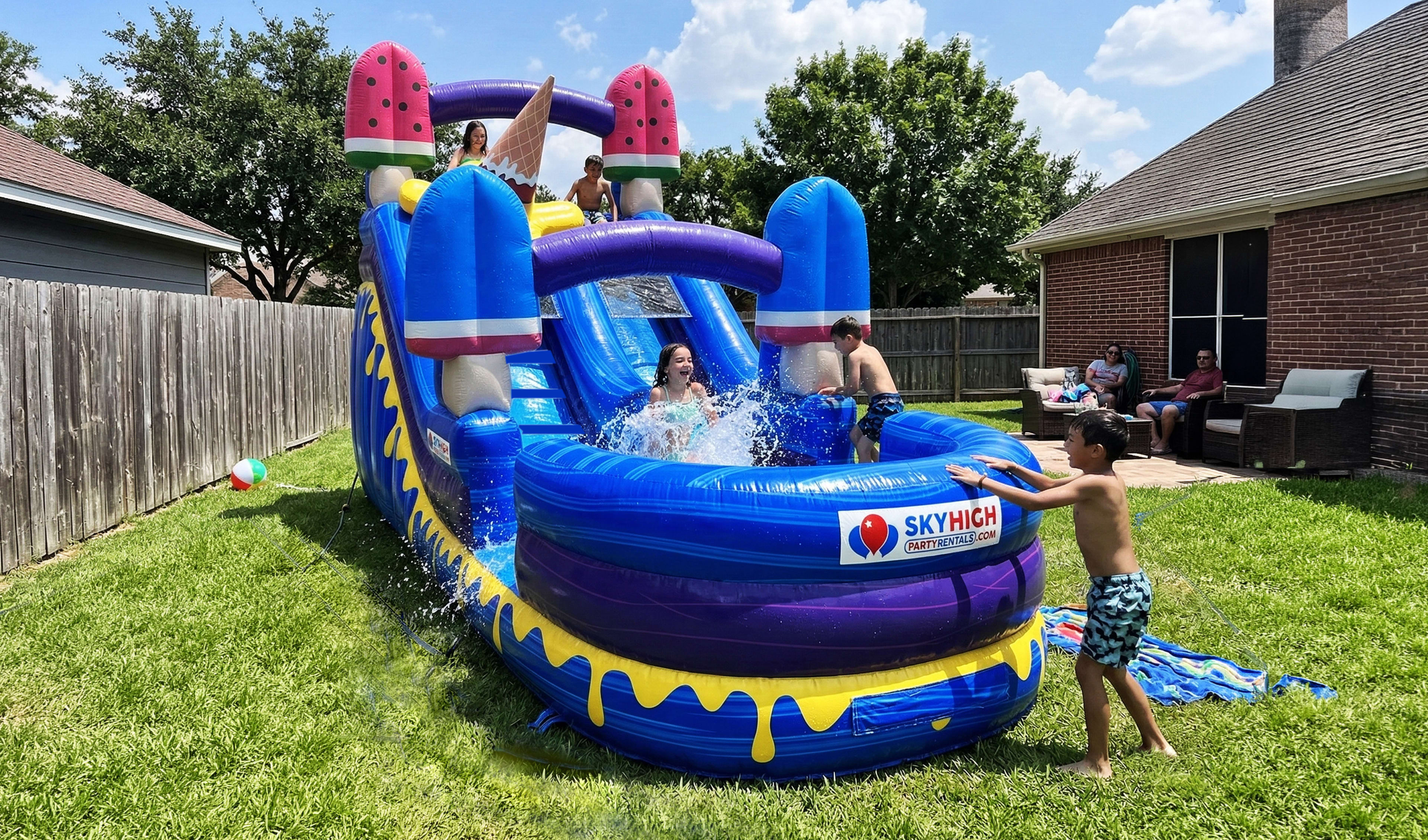 Ice Cream Water Slides for Rent delivered to Houston, Austin, Dallas and across the USA.