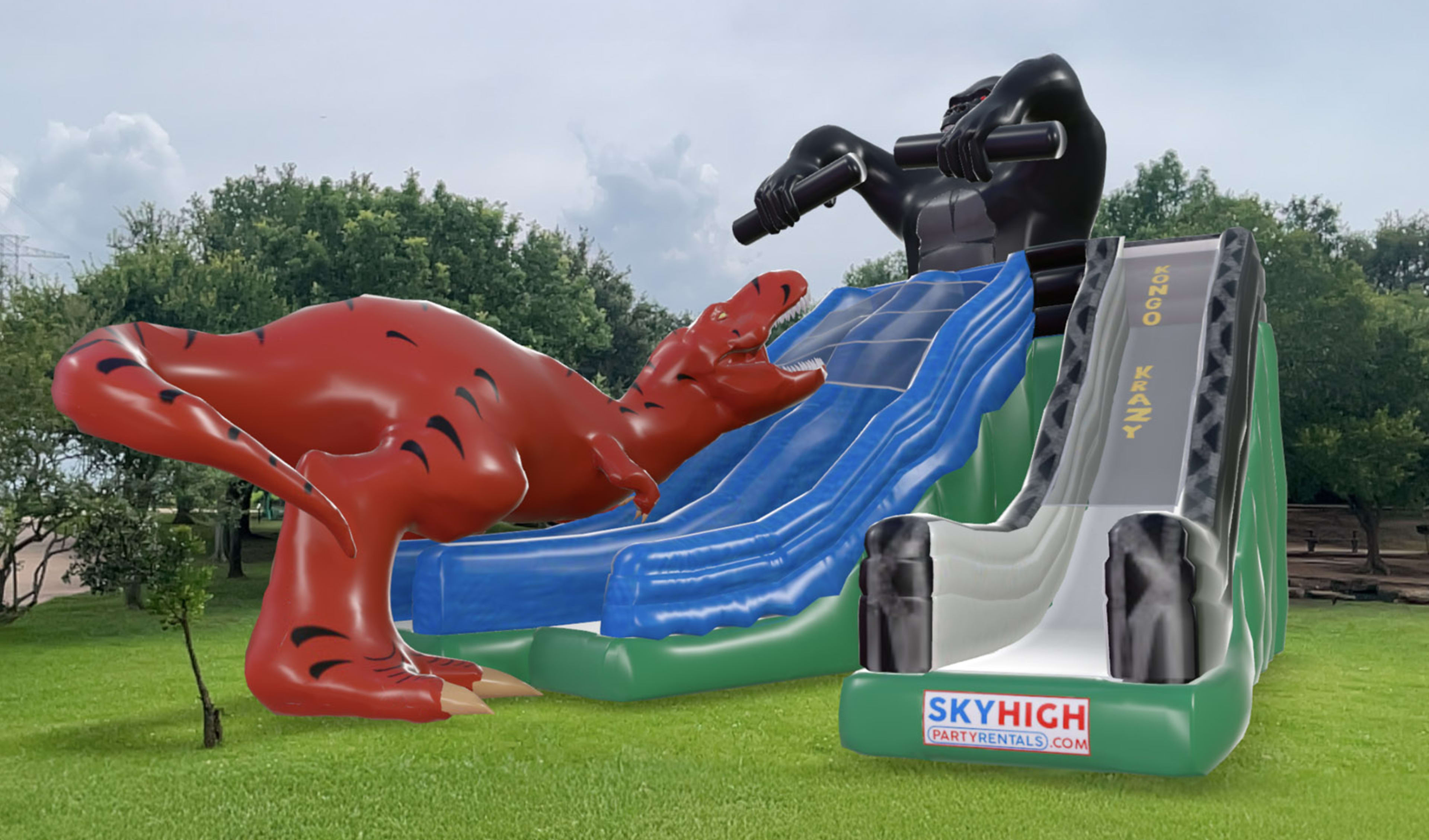King Kong and T-Rex Double Slide Party Rentals