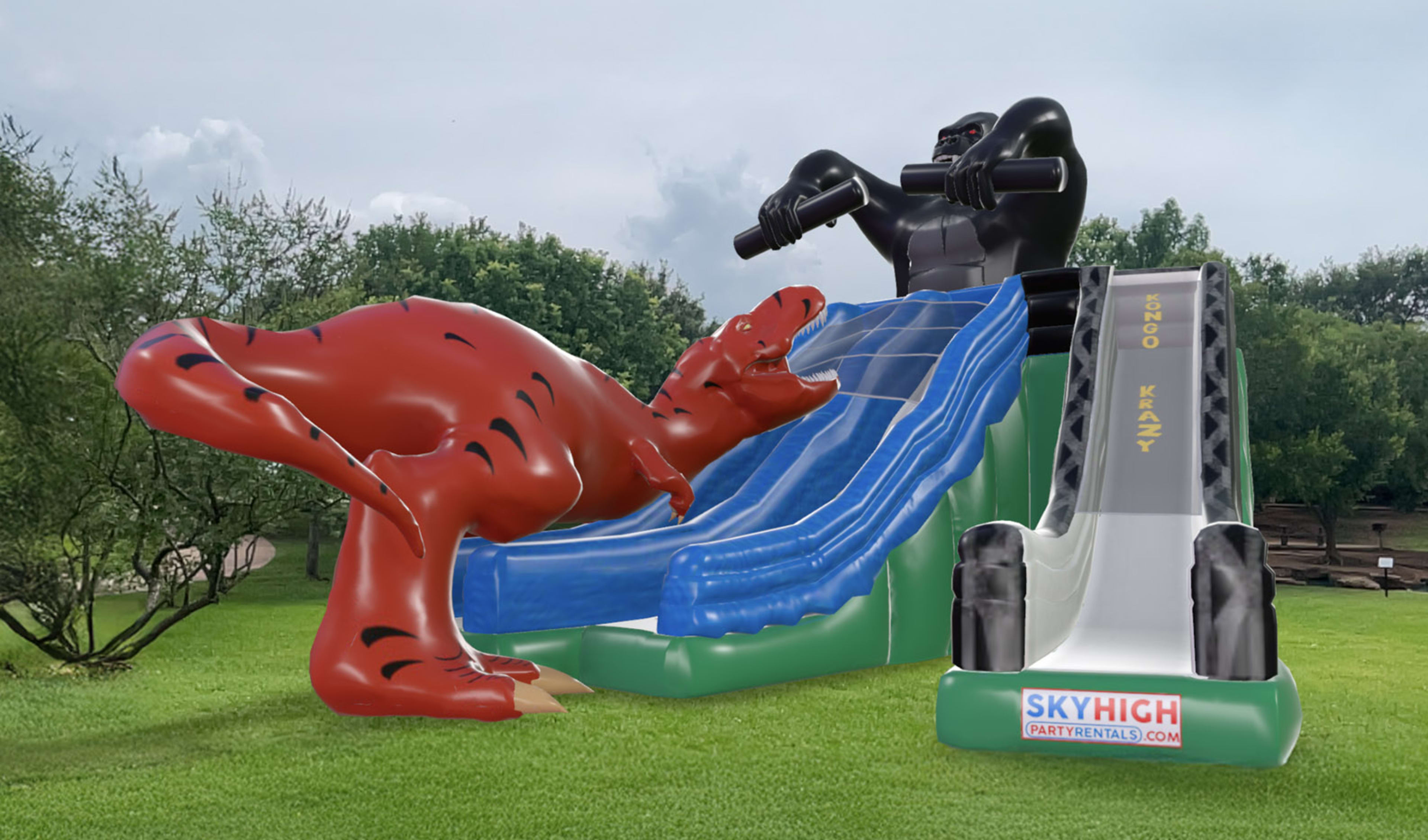 King Kong and T-Rex Double Slide Party Rentals