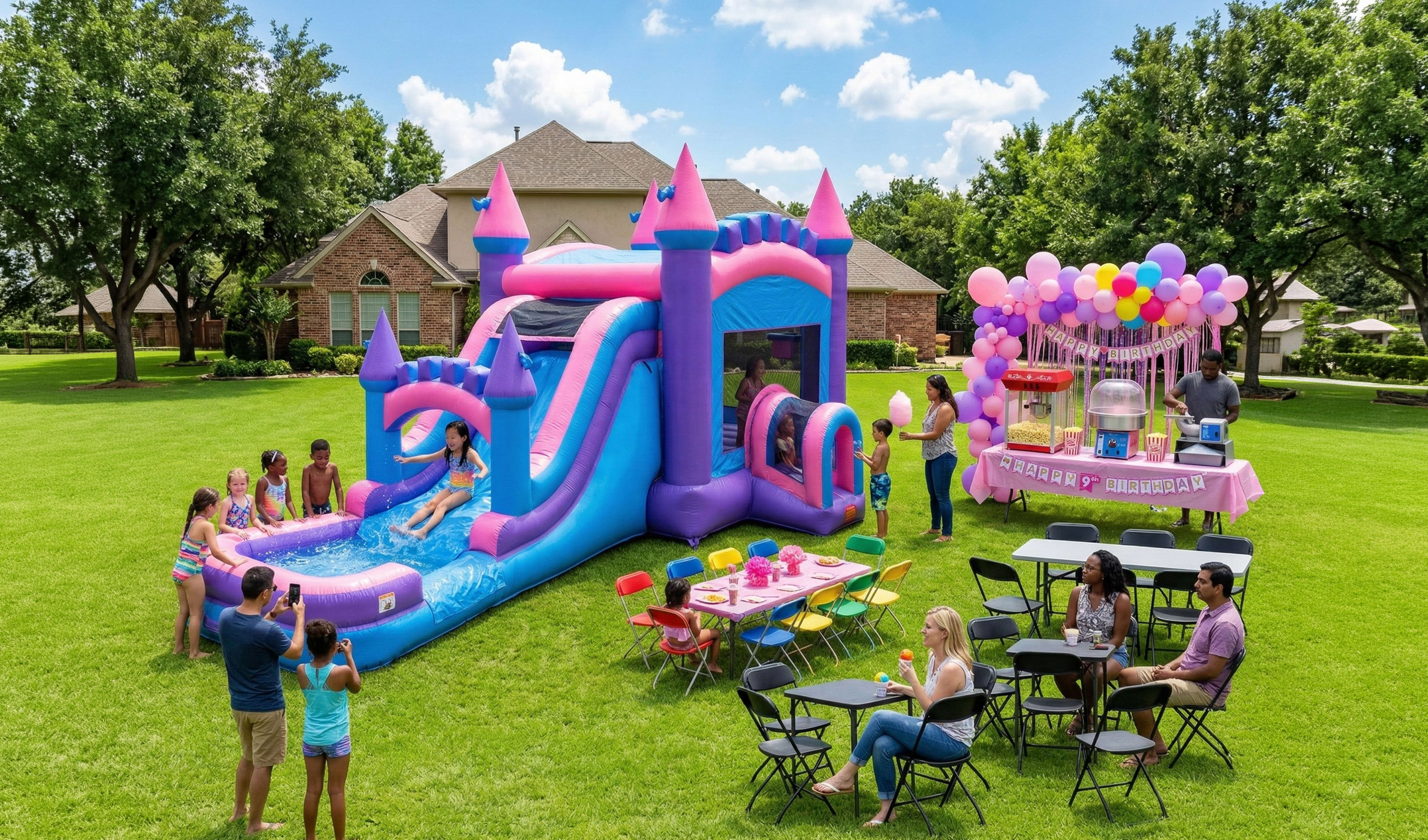 Mega Pink Bounce House Combo Rentals