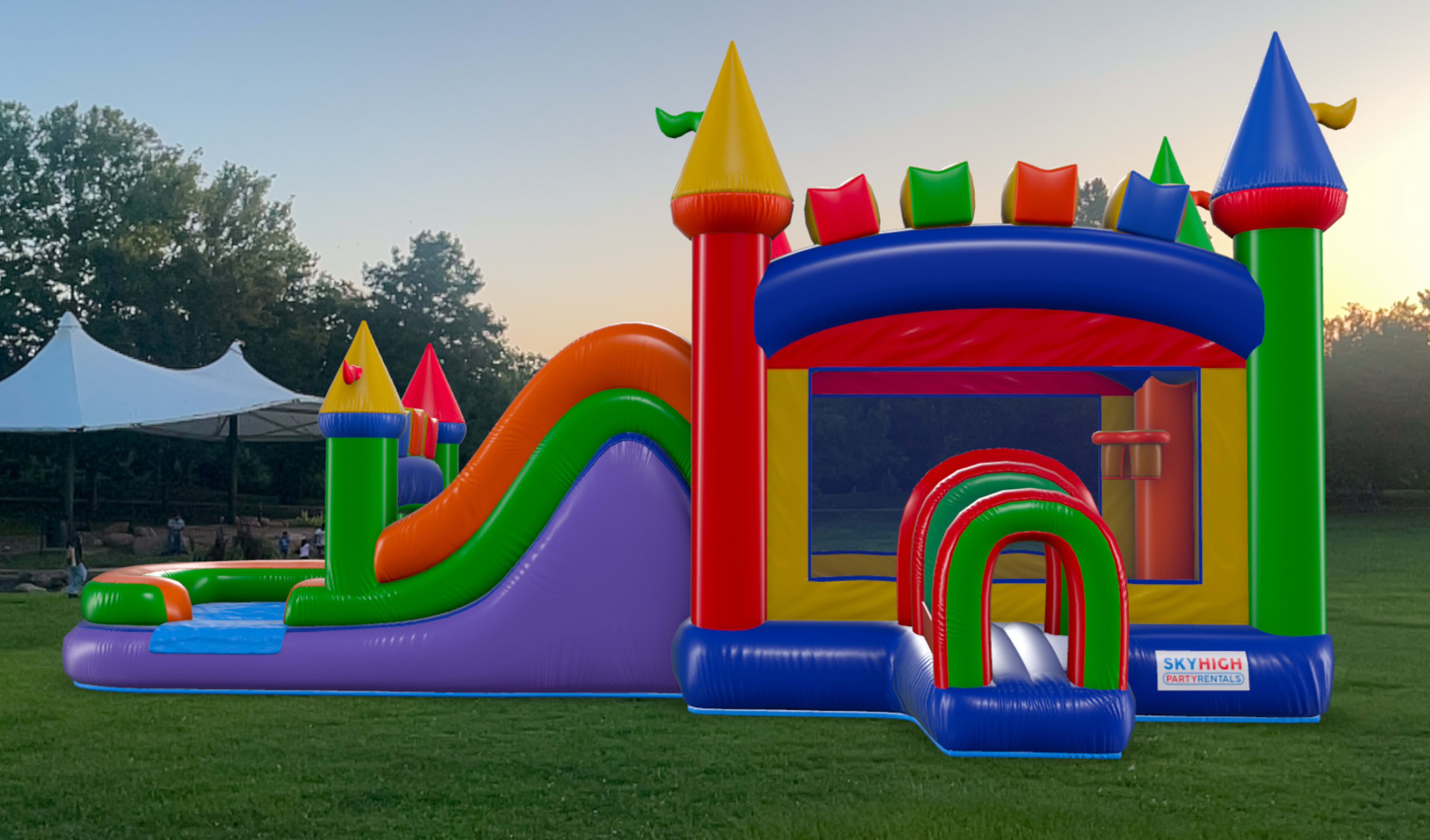 Modern Rainbow Bounce House Combo