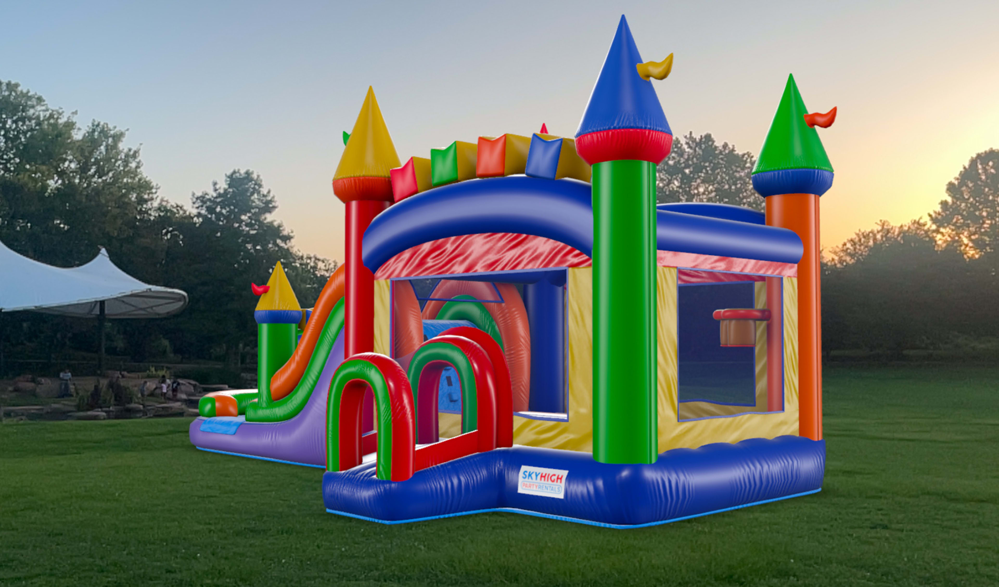 Modern Rainbow Bounce House Combo