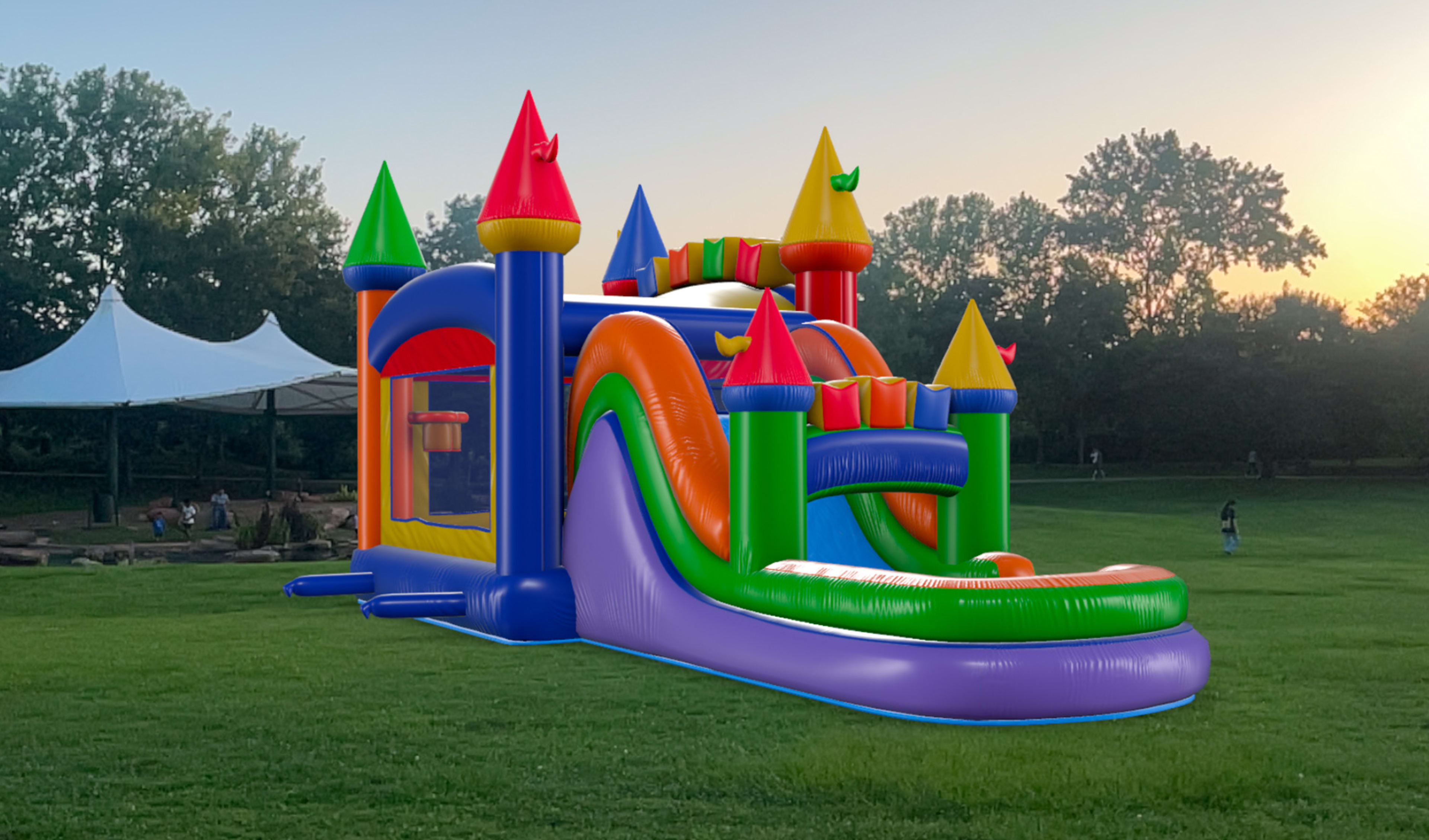 Modern Rainbow Bounce House Combo