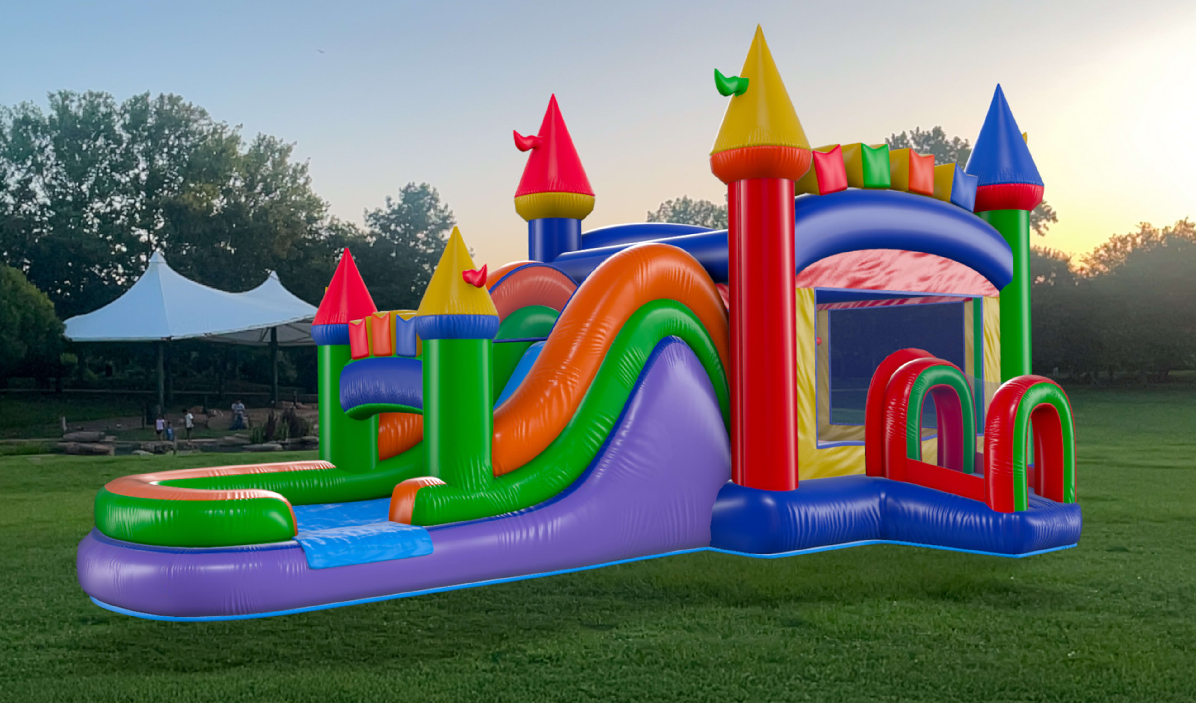 Modern Rainbow Bounce House Combo