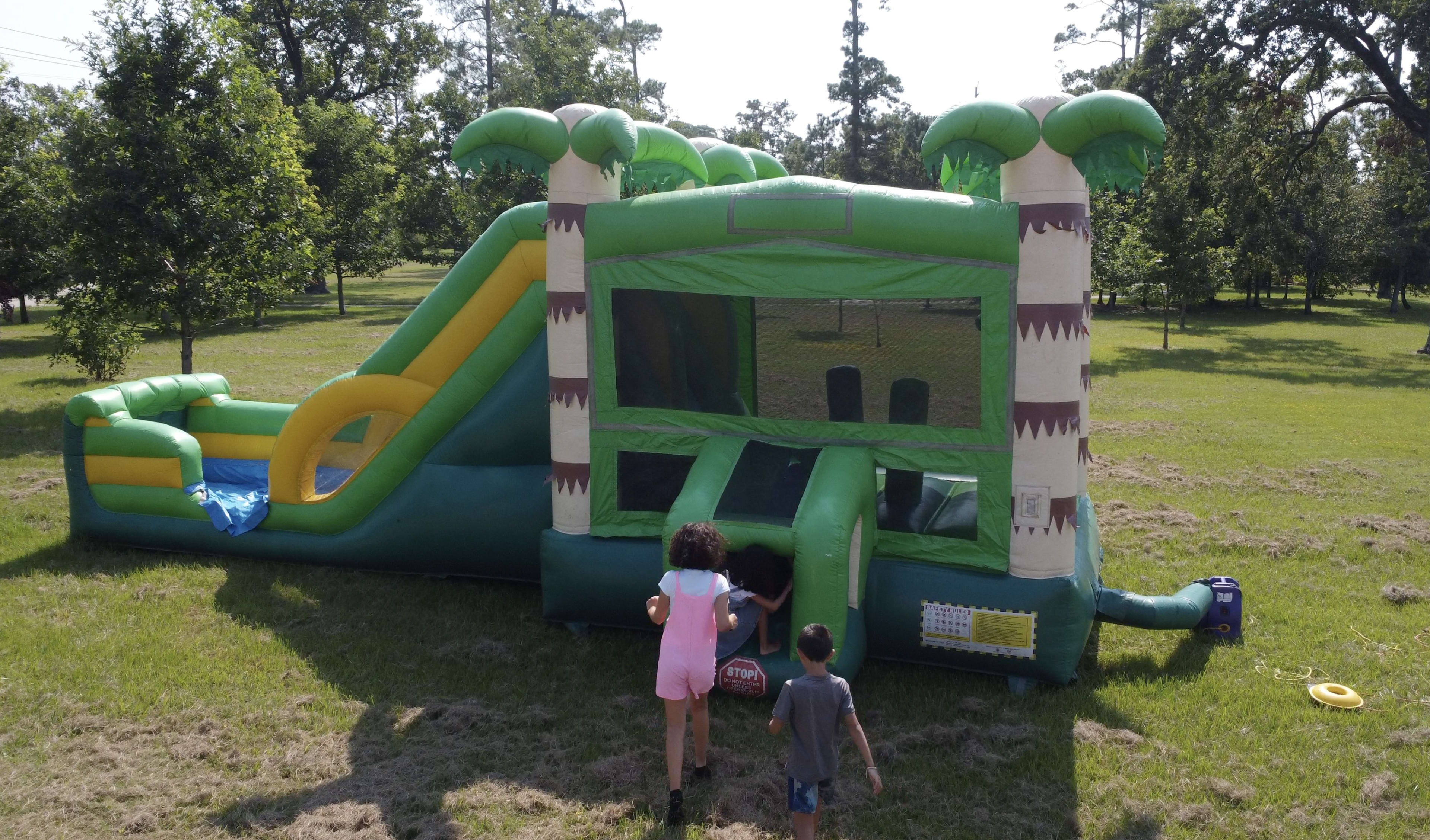 Palm Tree Bounce House Combo Rental Kids climbing