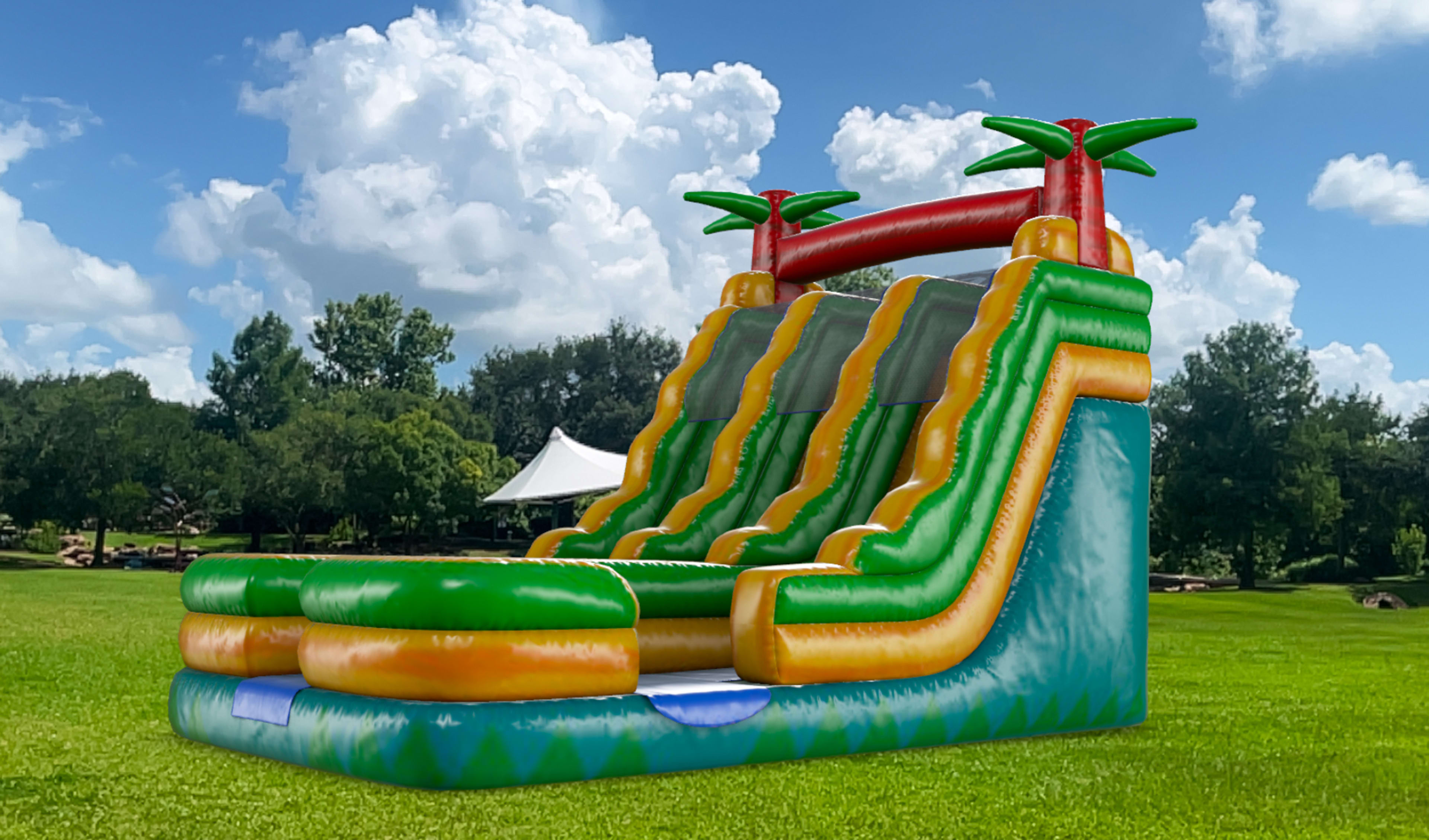 18ft Double Palm Tree Wet Water Slide for Rent