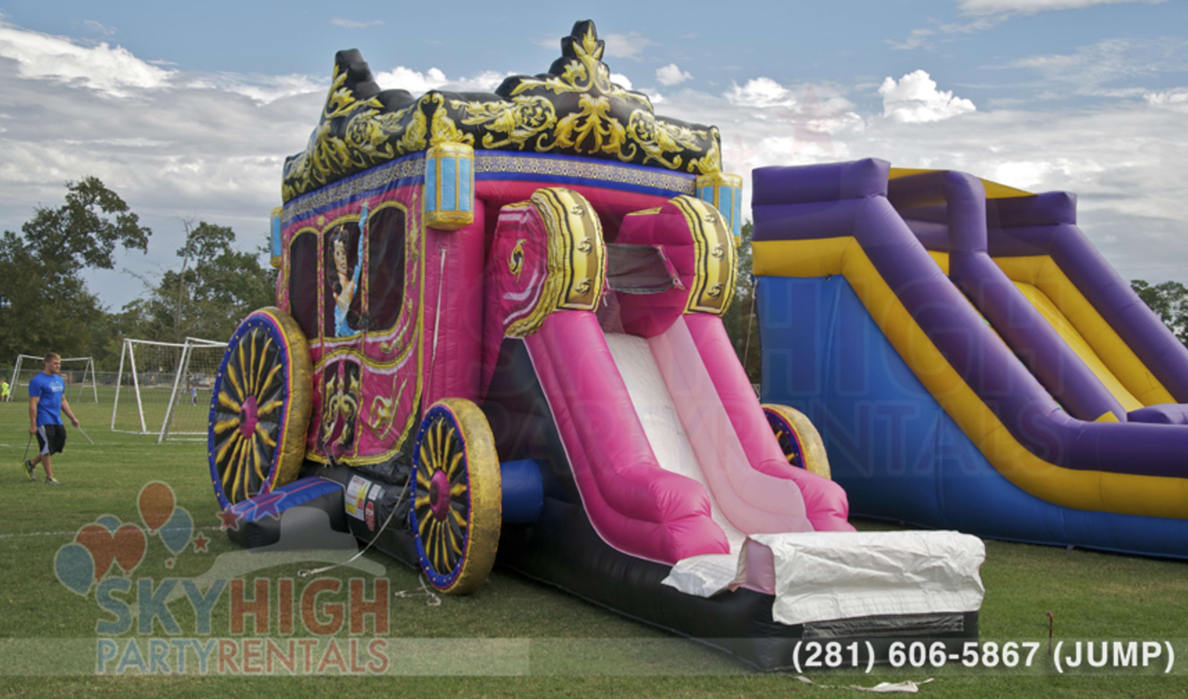 Pink Moonwalks Carriage with Slide