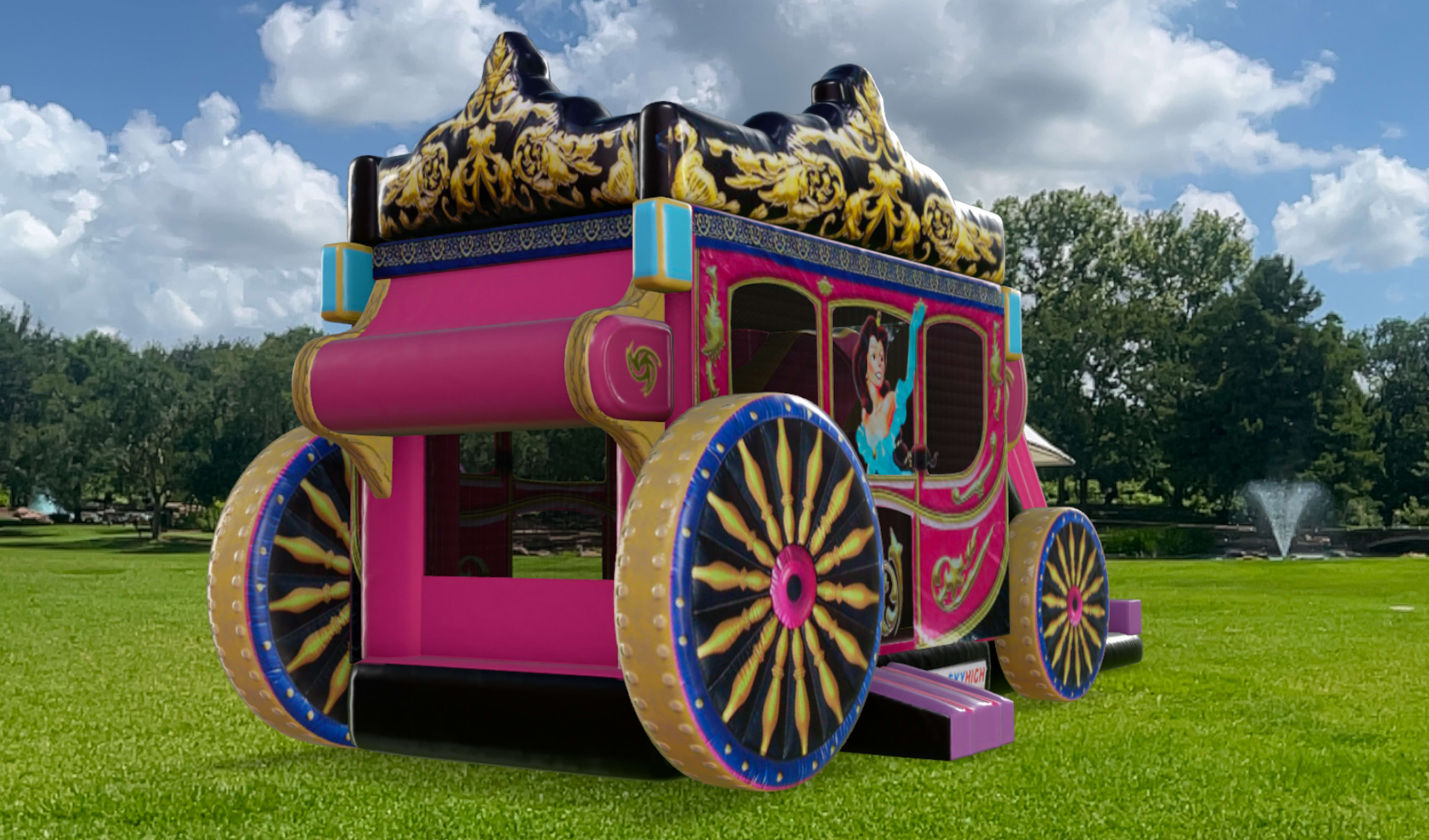 Princess Carriage Bounce House Pink Moonwalk
