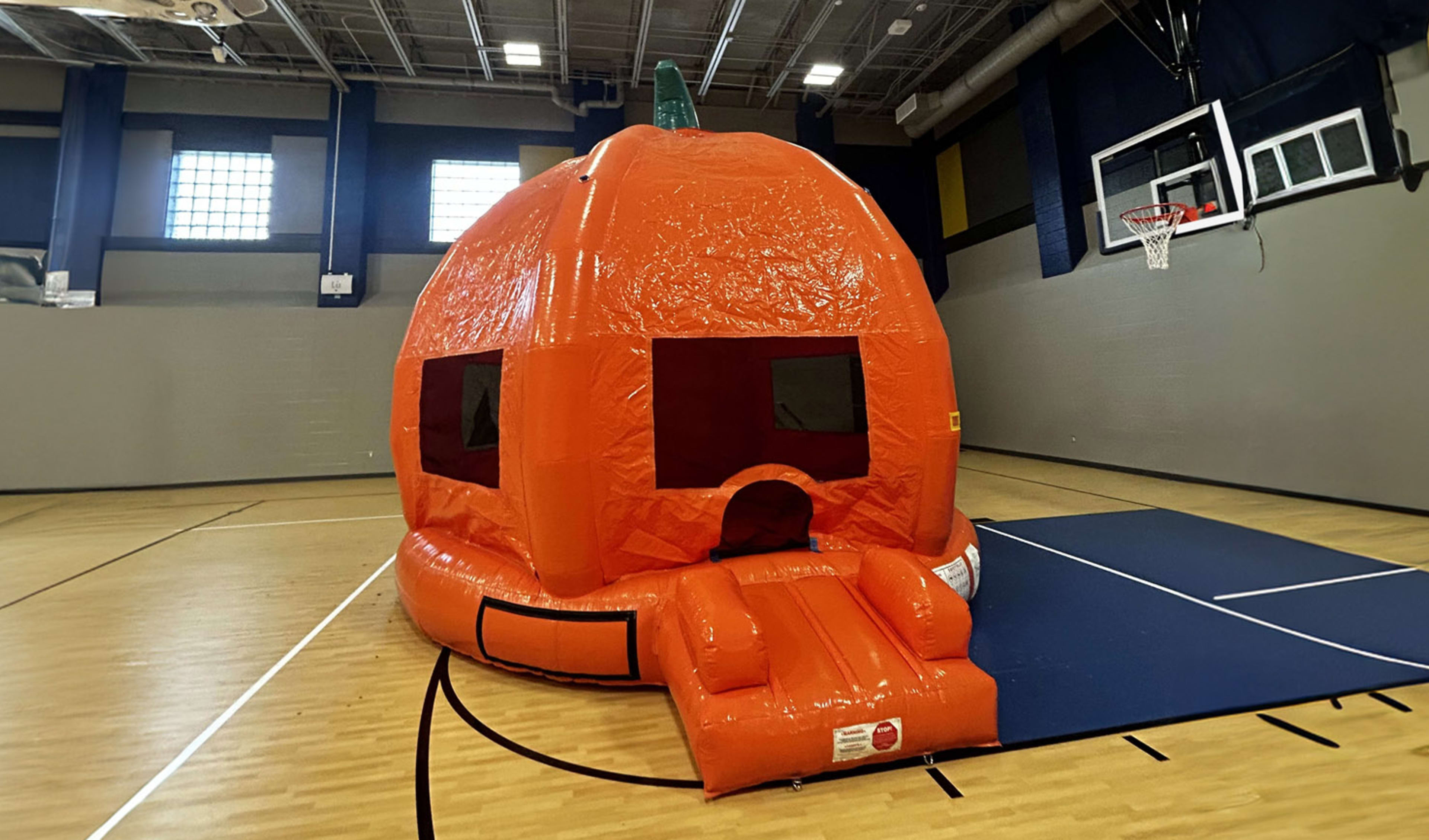 Pumpkin Bounce House in Gym
